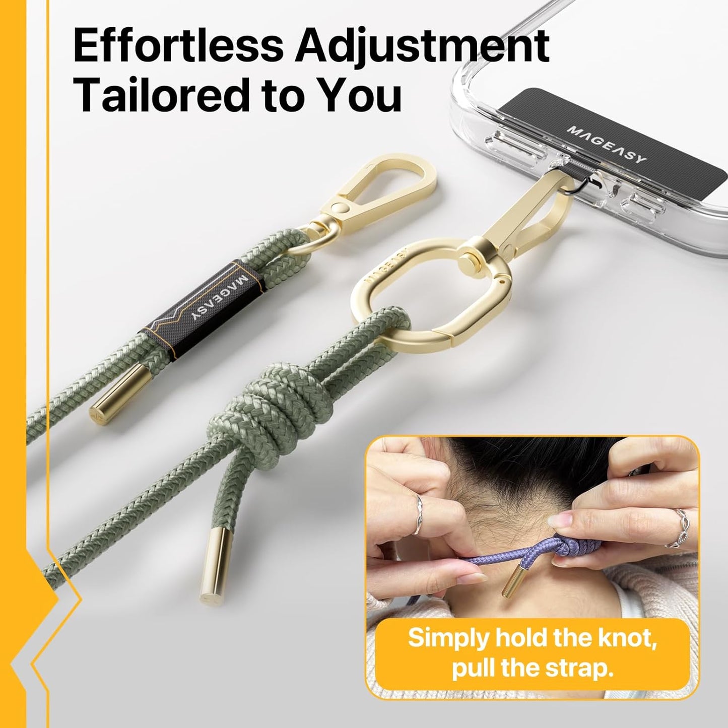 MAGEASY Universal Cell Phone Lanyard - Anti-Theft Rope Crossbody Phone Strap for iPhone 16 Pro Max & Most Smartphones, for Men & Women | 6mm Sage Green