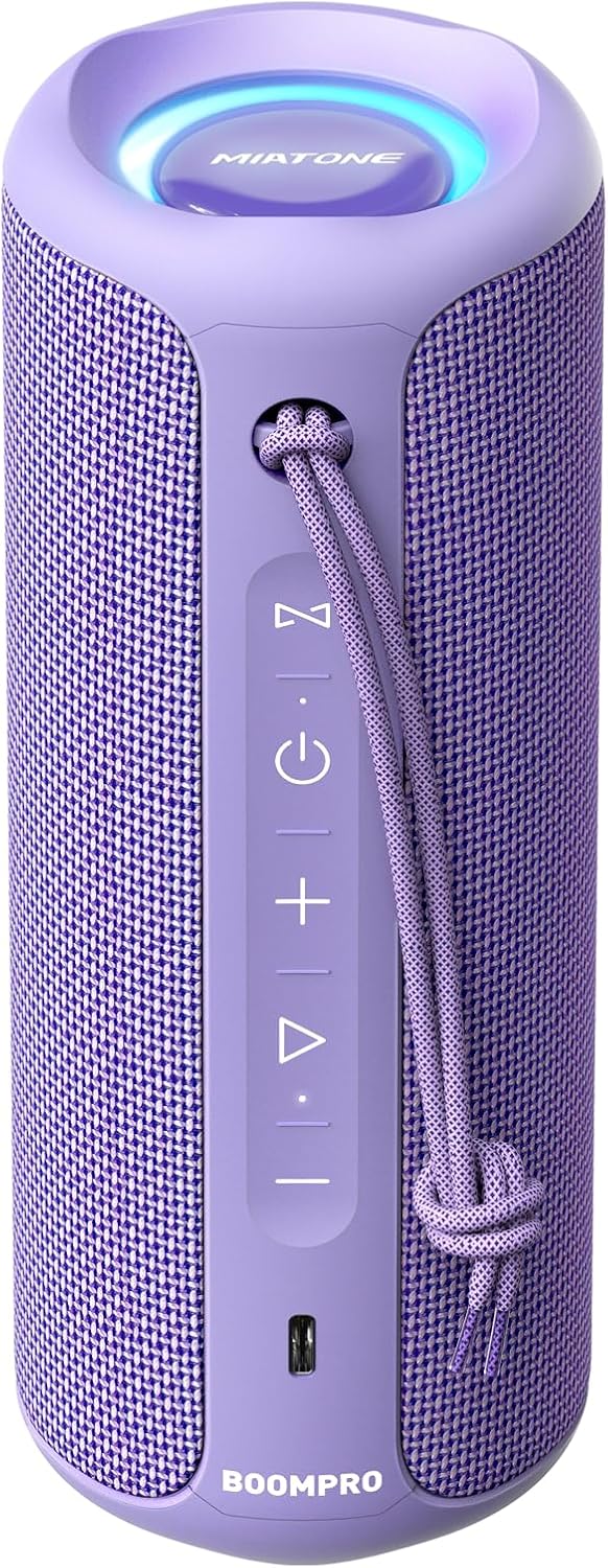 MIATONE Portable Bluetooth Speaker 36W Stereo Sound Bass Boost, 24H Playtime, Bluetooth 5.3 TWS Pairing Girl Friend Gifts for Woman(Purple)