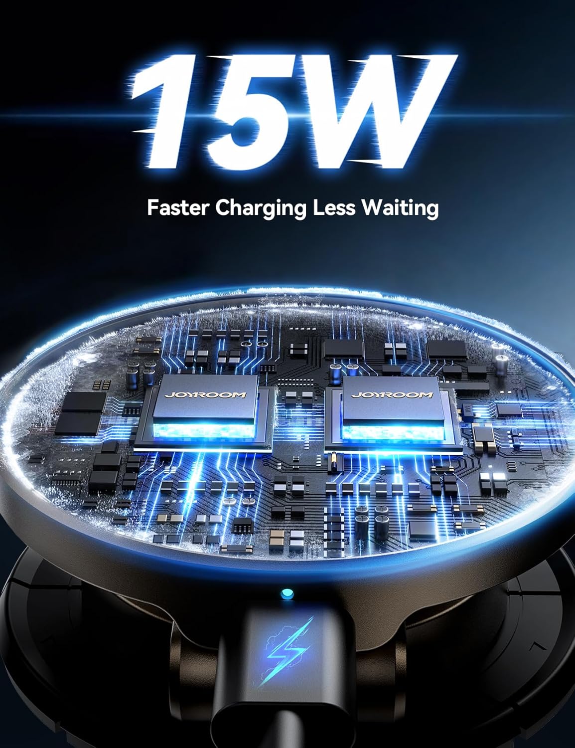 JOYROOM for MagSafe Car Mount Charger, [All-Metal] 15W Fast MagSafe Car Charger, Magnetic Phone Holder for Car Dashboard for iPhone 16 Pro Max Plus/iPhone 15 14 13 12 Pro Max Plus, Dark Blue