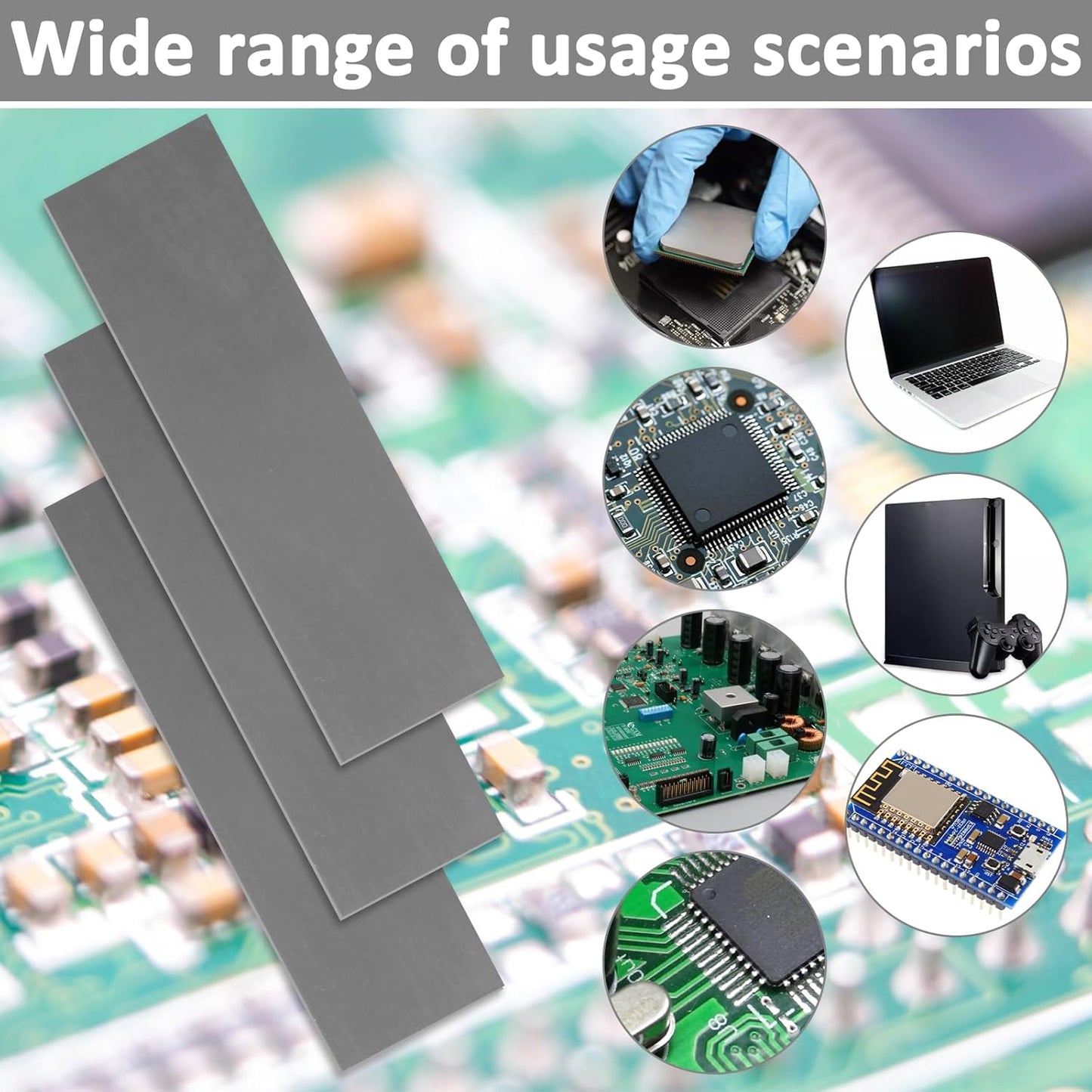 30 Pcs Silicone Thermal Pad, CPU GPU Thermal Conductive Silicone Pads Reusable Conductive Heatsink Pad for Chip LED Heat Conduction, Laptop Heatsink, 2.6 X 0.8 X0.1 Inch