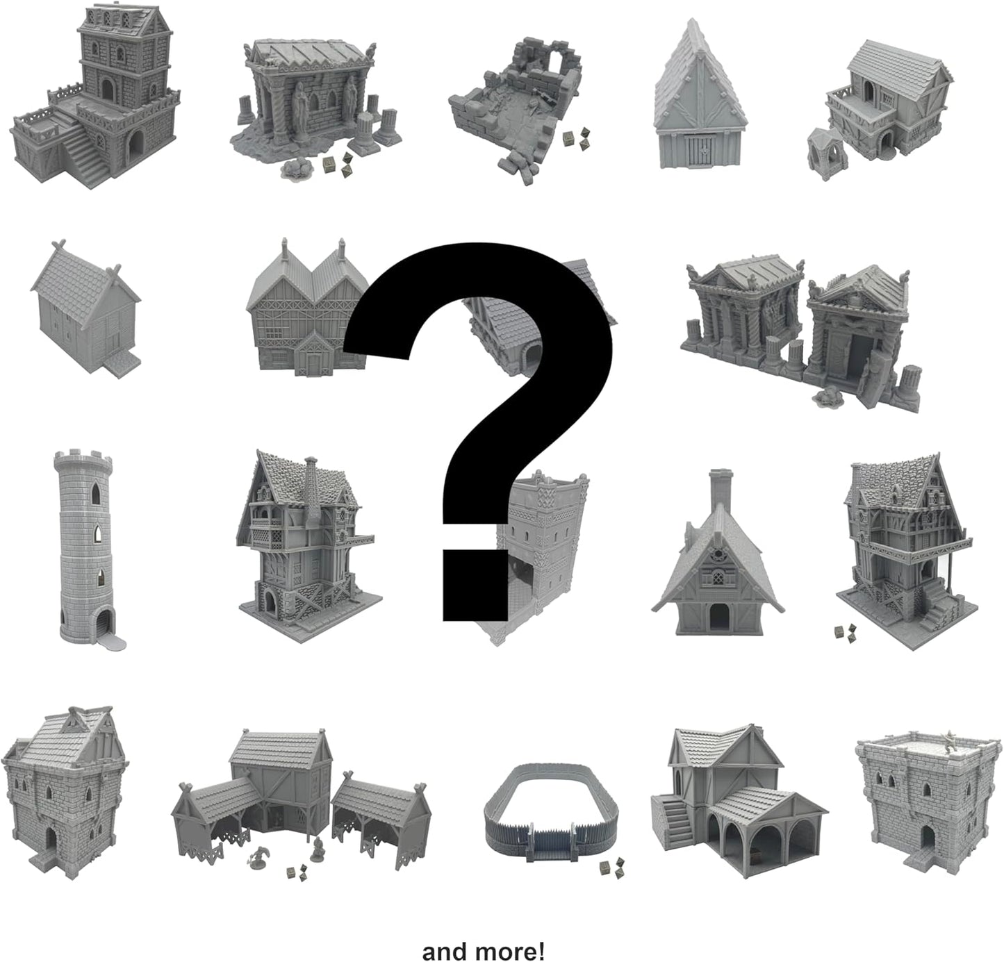 Hautico Tabletop Miniature Building Terrains Blind Box Compatible with Tabletop Wargaming RPG Sceneries, Decoration Dioramas, Made in USA