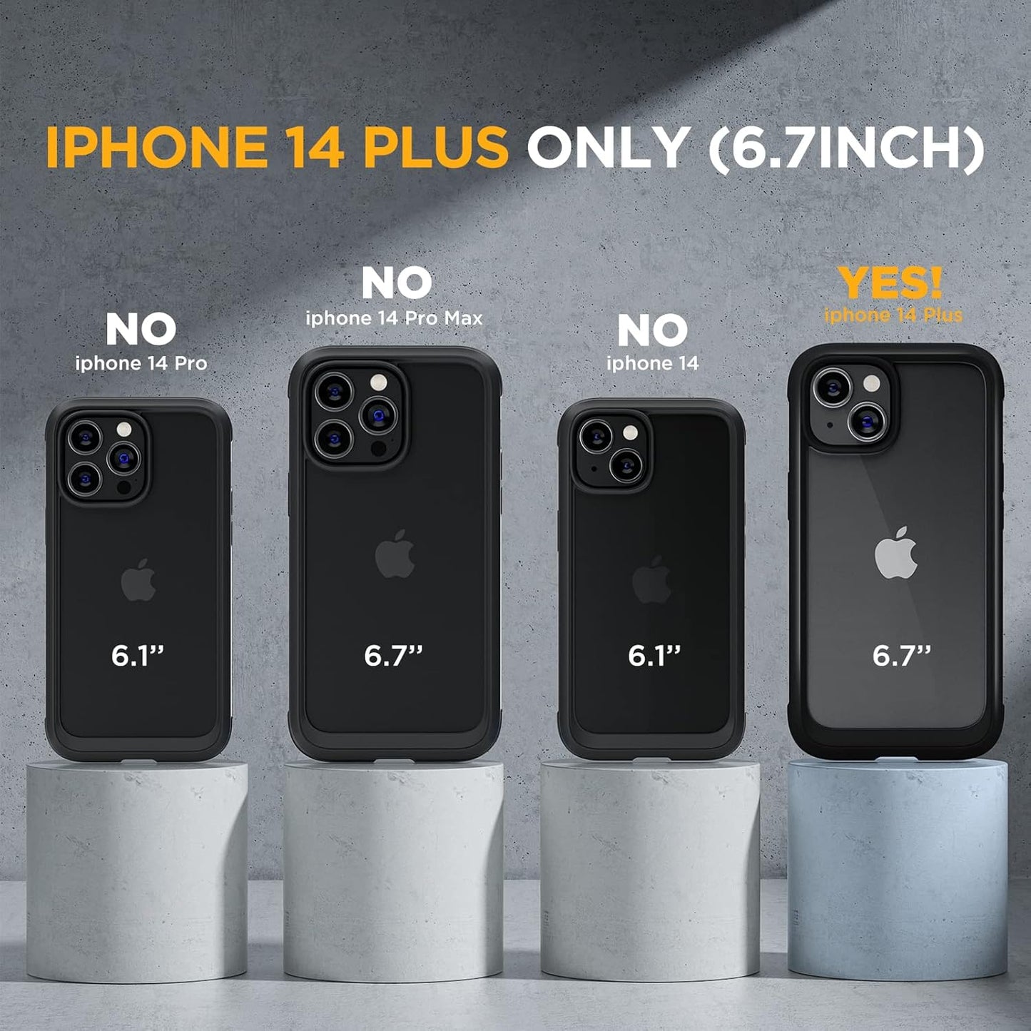 Miracase Glass Series Designed for iPhone 14 Plus Case 6.7 inch, 2023 Upgrade Full-Body Clear Bumper Case with Built-in 9H Tempered Glass Screen Protector and Camera Lens Protector,Black