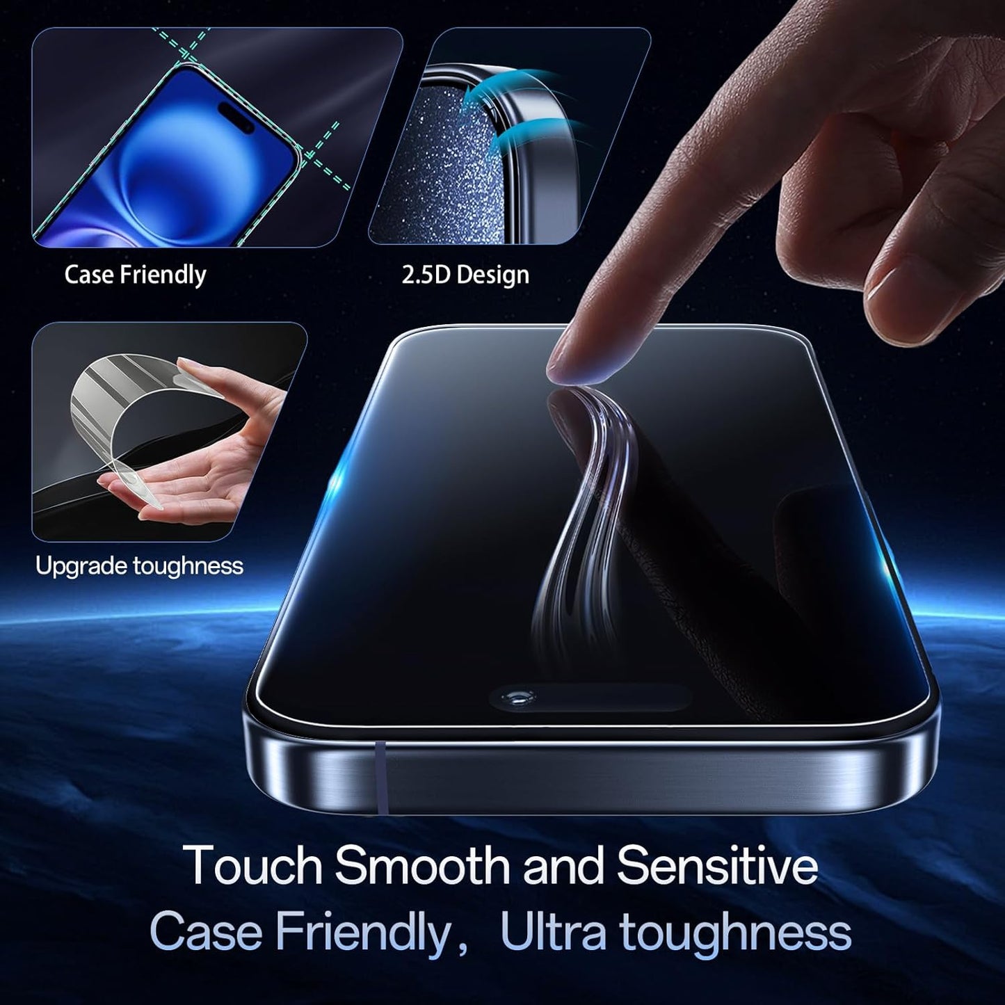 Screen Protector for iPhone 16&15 [6.1 Inch],3RD Colorless Anti-Blue Light Tempered Glass Films,HD Clear, 9H Hardness, No Bubbles, Case Friendly 2 Pack