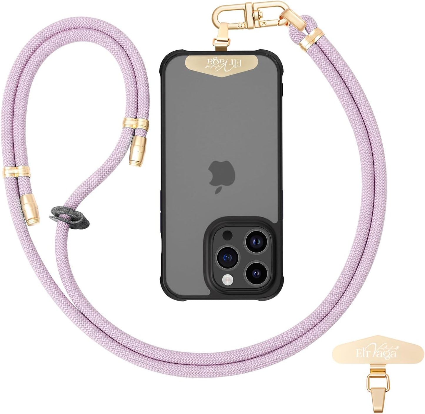 Adjustable Anti-Theft Phone Lanyard - 8mm Mountain Climbing Rope Neck & Crossbody Strap with Secure Locking Metal Clip - Rugged Outdoor Design for Smartphones (Light Purple)