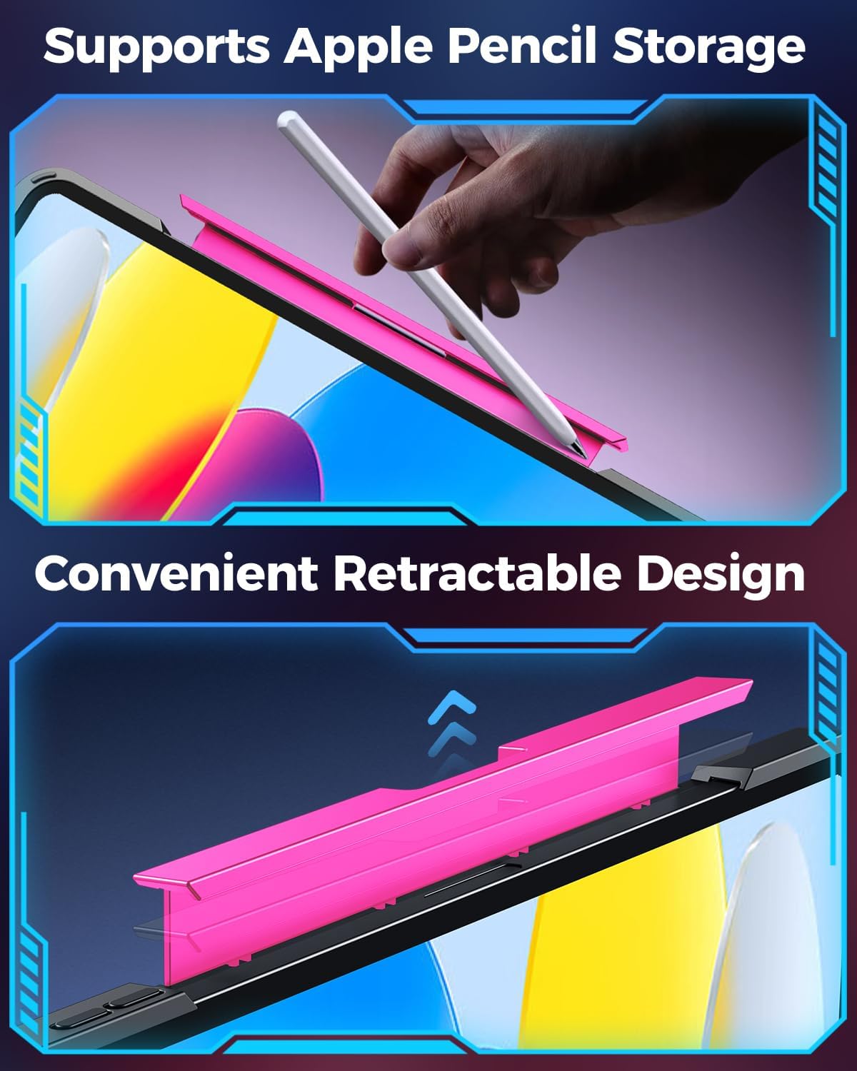 SIBEITU Keyboard Case for iPad A16 11th Gen 11" 2025 & 10th Gen 10.9" 2022, Clear Wireless Keyboard Protective Cover with Multi-Touch Trackpad, 7-Color Backlight & 3-Brightness, 360 Rotatable, Pink