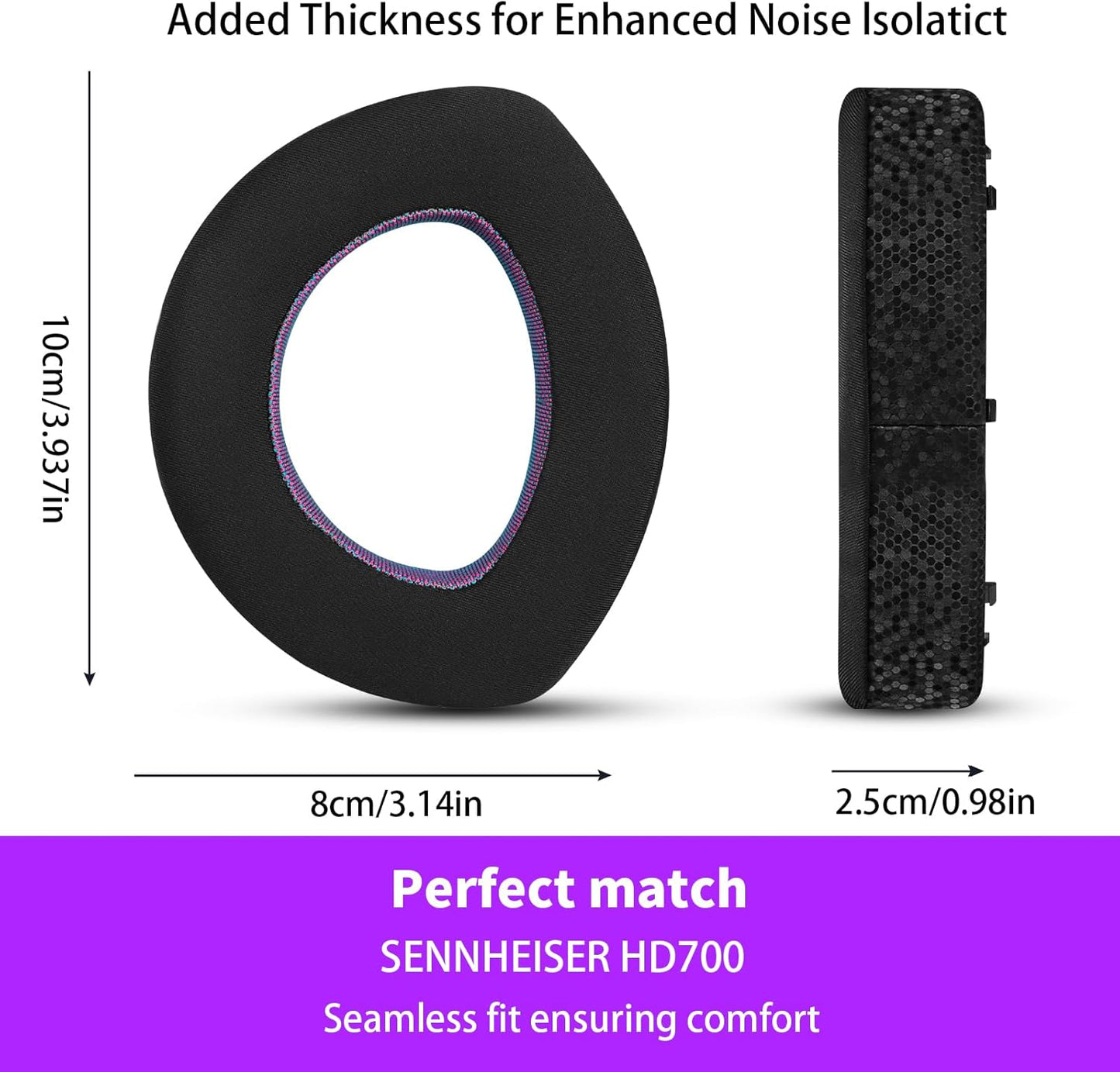 Magic Ice Gel Replacement Earpads for SENNHEISER HD700 - Black/Purple Comfort and Durability
