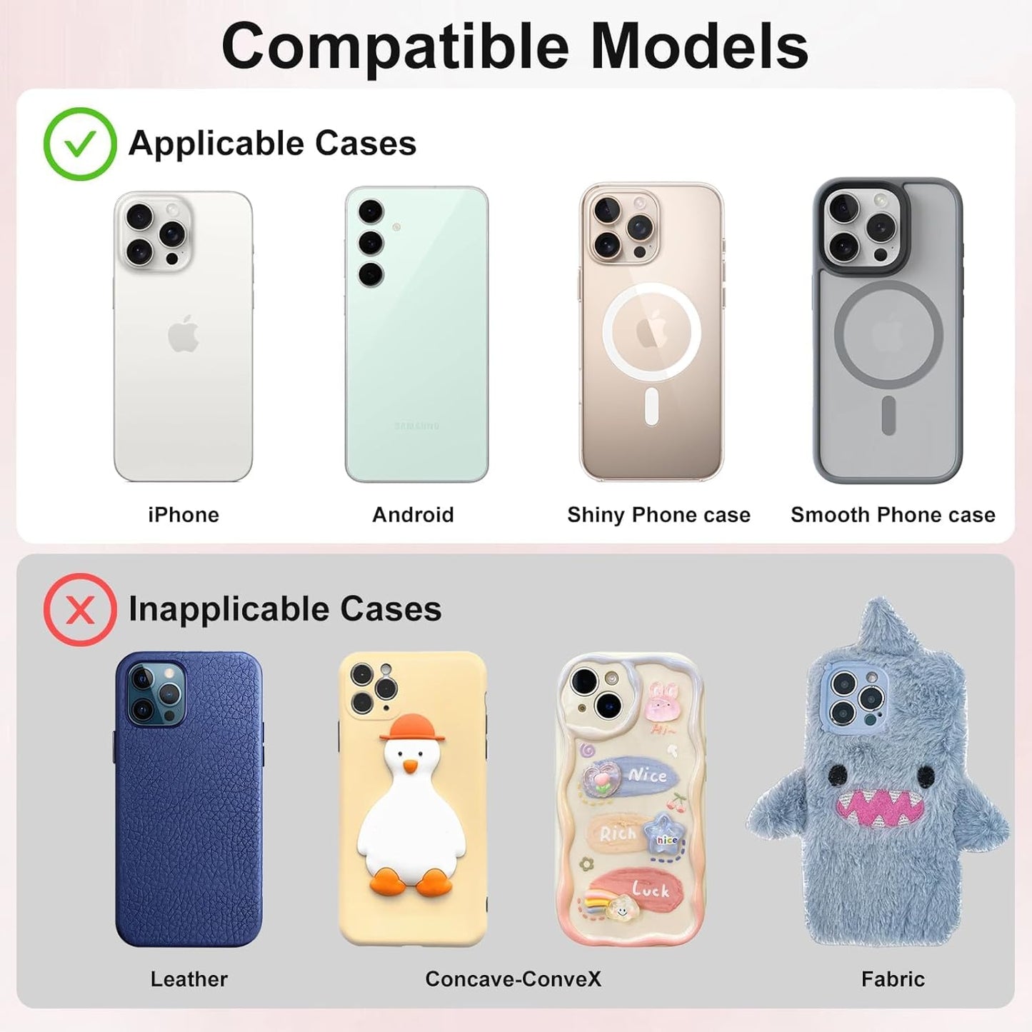 Silicone Suction Cup Phone Case Mount Double Sided, Phone Accessories Hands-Free Strong Grip Holder for Selfies and Videos, Silicon Phone Stand for iPhone and Android Translucent