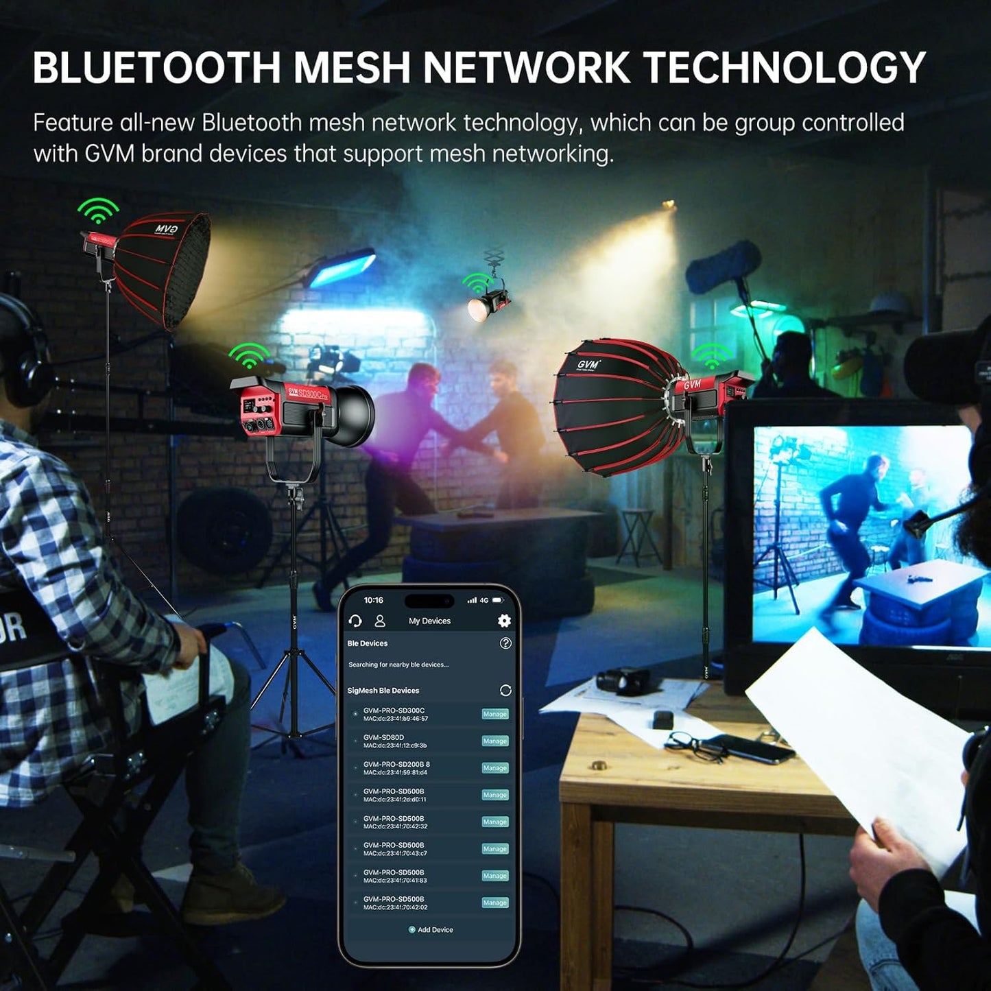 GVM RGB 300W Video Light Kit with Parabolic Softbox and Stand, Photography Lighting for Camera Studio Recording with Bowen Mount, COB Film Light with APP&DMX, Aluminum Alloy, 2000-10000K, CRI 97+