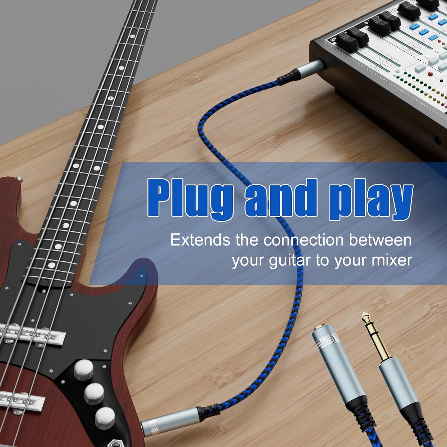 LDKCOK 1/4 inch TRS Extension Cable 15ft, 1/4" Male to Female Stereo Headphone Guitar Cable