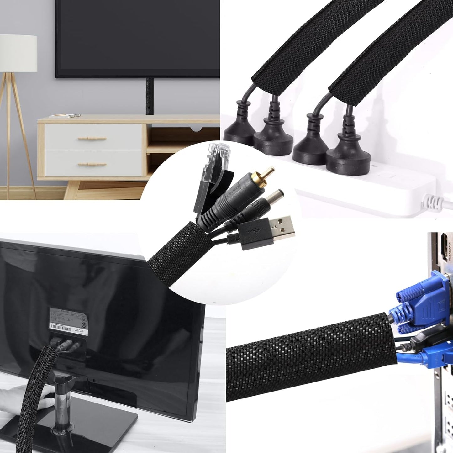 Secbolt Cord Protectors from Pets No Chew, 25ft - 3/8 inch Ultra Durable Cord Covers for Pets, Bite-Resistant Cable and Wire Protector for Cats, Dogs, Rabbits - Black