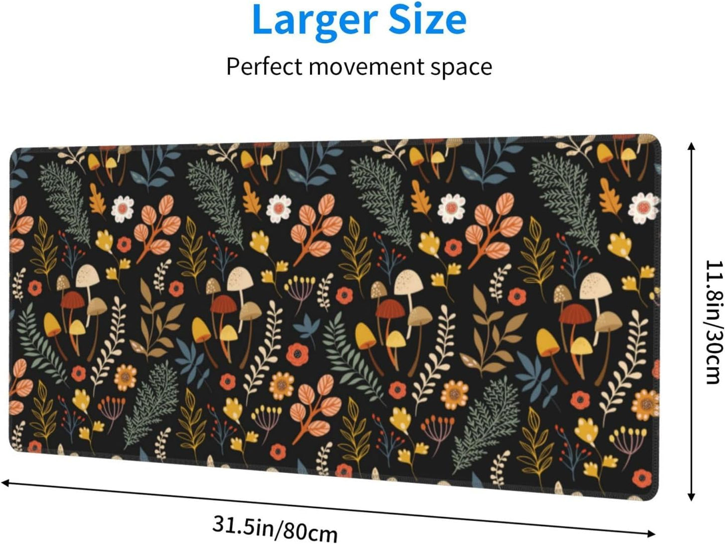 Gaming Mouse Pad Floral Desk Mat, Botanical Mouse Pad, Vintage Desk Mat, Wildflower Mouse Pads, Nature Desk Decor, Garden Desk Pad 31.5×11.8