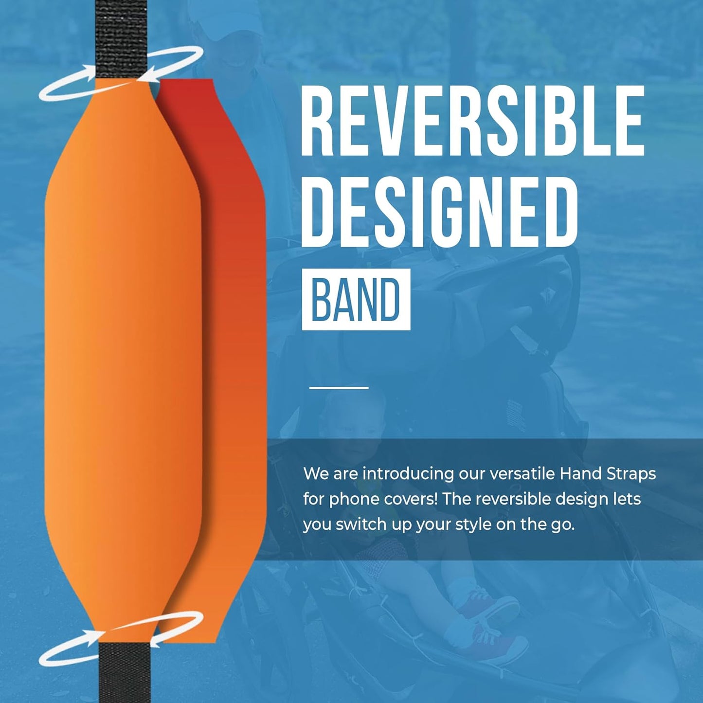 Phone Grip Strap - Pack of 2 Reversible Finger Holder for Phone Back, Customizable Anti-Slip Design, Wireless Charging Compatible Detachable Holder for iPhone - Sherbert Sunset