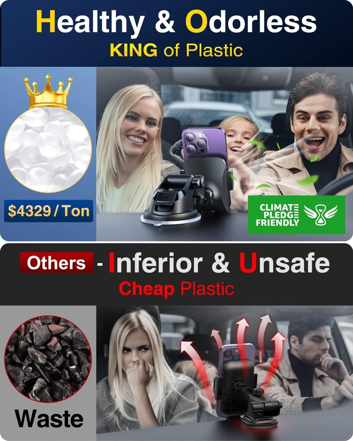 【2025 MAX Stable & Durable】Car Phone Holder VANMASS【Ultimate Military-Grade Suction】Cell Mount Truck Stand Cradle for Dashboard Windshield Vent for iPhone 16 Pro Max 15 14 13 12 Samsung S24 Android