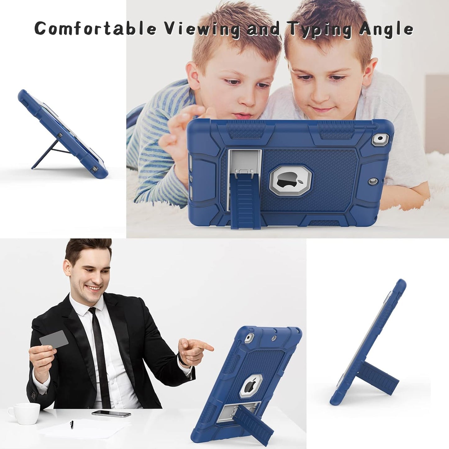 Rantice iPad 9th Generation Case, iPad 8th Generation Case, iPad 7th Generation Case, Hybrid Shockproof Rugged Drop Protection Cover with Kickstand for iPad 10.2'' (Navy+Gray)