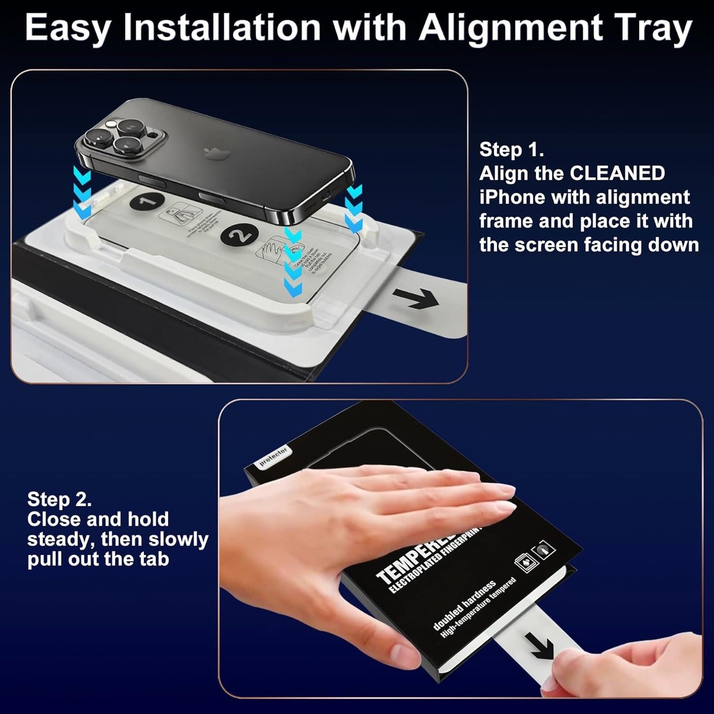 Screen Protector for iPhone 16 pro Blue Light Block,Military-Grade Shatterproof HD Tempered Glass with Easy Installation Tray,Touch Sensitive, 9H Hardness, Anti-Scratch,2 Pack