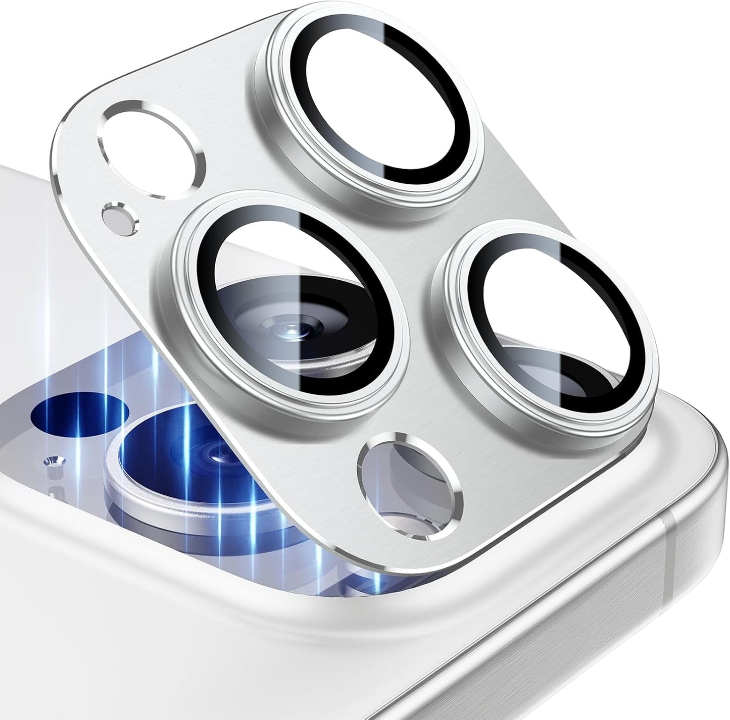 Esanik 2 Pack for iPhone 15 Pro/iPhone 15 Pro Max Camera Lens Protector (White Titanium)