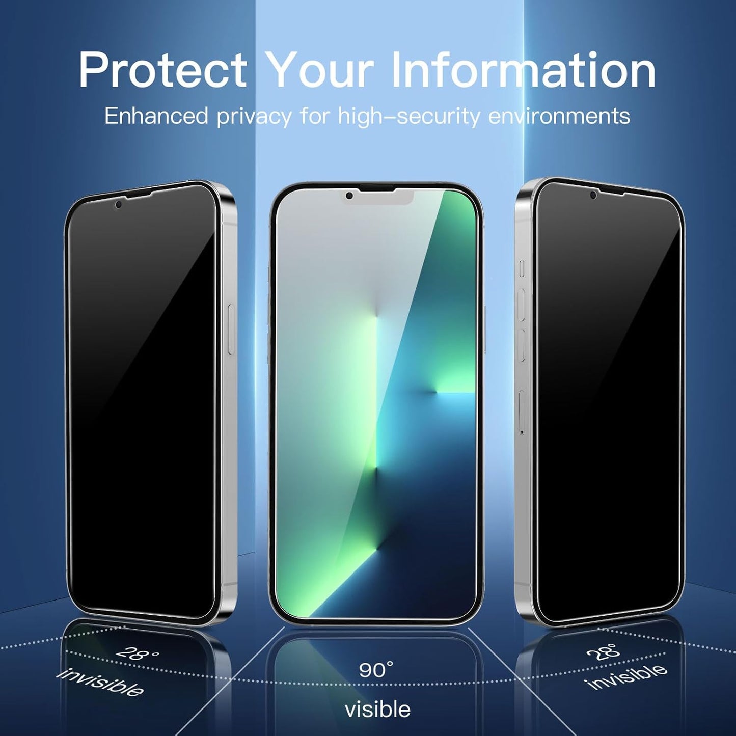 NEW'C 3 Pack Privacy for iPhone 13 Pro Max, iPhone 14 Plus Screen Protector (6.7"), Enhanced 28-Degree Privacy Angle, Ultra Durable 9H Hardness, Bubble-Free