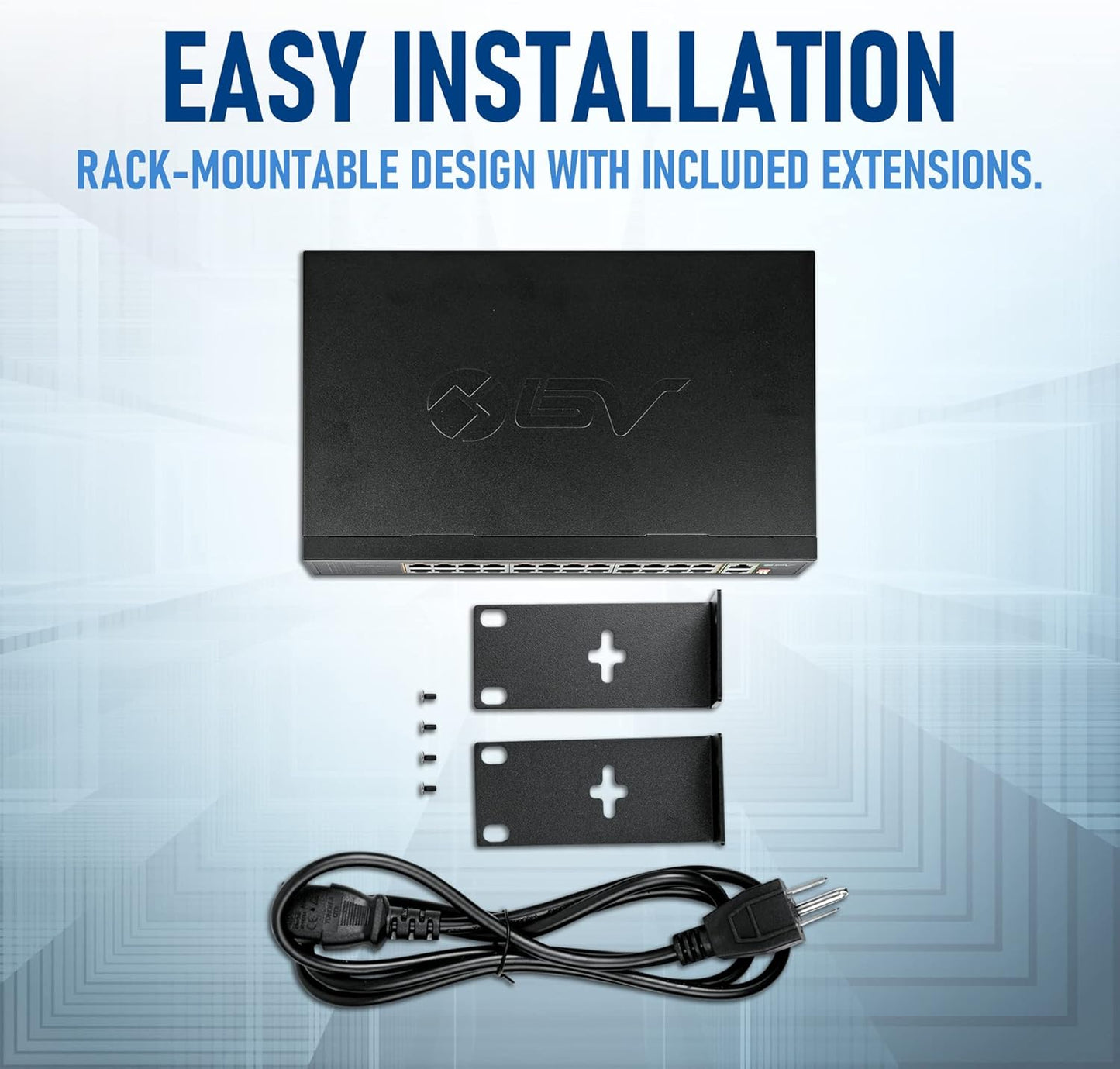 BV-Tech 24 Port PoE+ Switch with 2 Gigabit Ethernet or SFP Uplink, Long Range | POE-SW2402