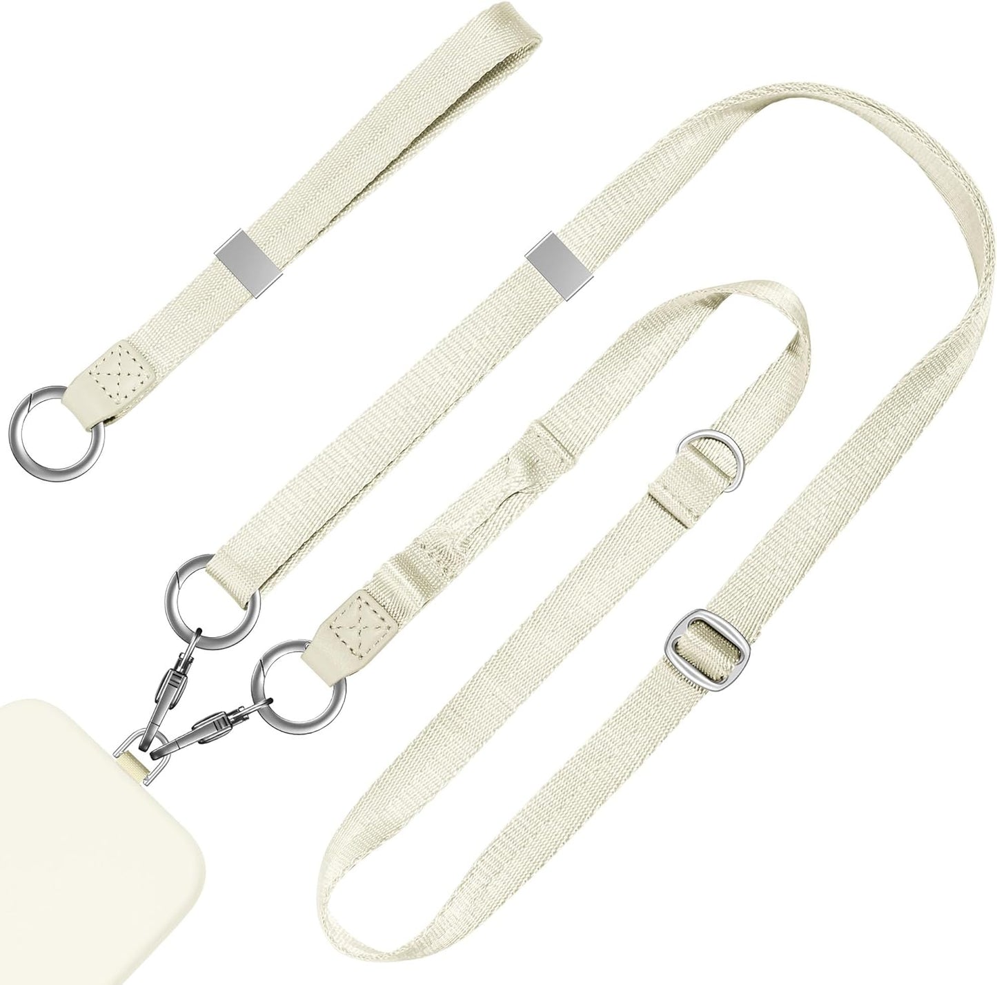 Phone Lanyard 2 in 1, Anti Theft Phone Strap Crossbody for Women Men, Adjustable Phone Wrist Strap with 2 Pack Tether Tabs