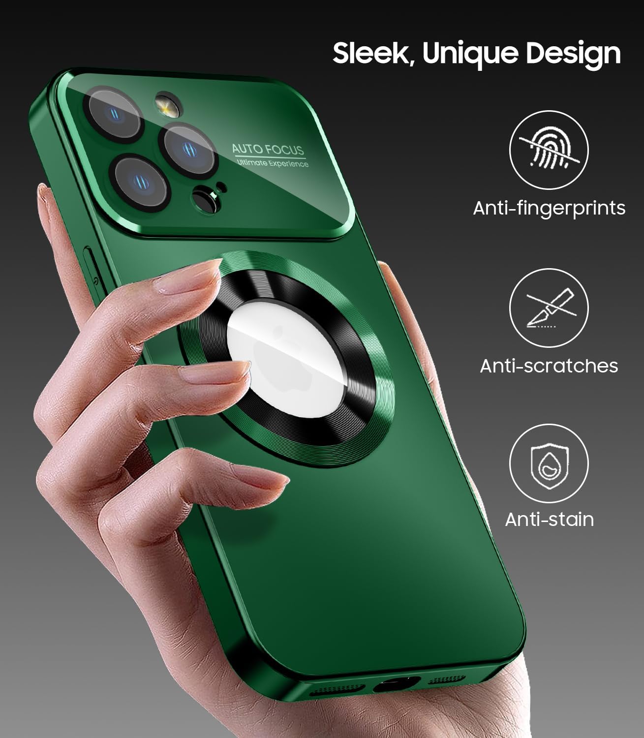 Magnetic for iPhone 12 Pro Max Case, Compatible with MagSafe, Built-in Camera Lens Protector, Logo View, Military Grade Drop Proof Phone Case Cover, Green