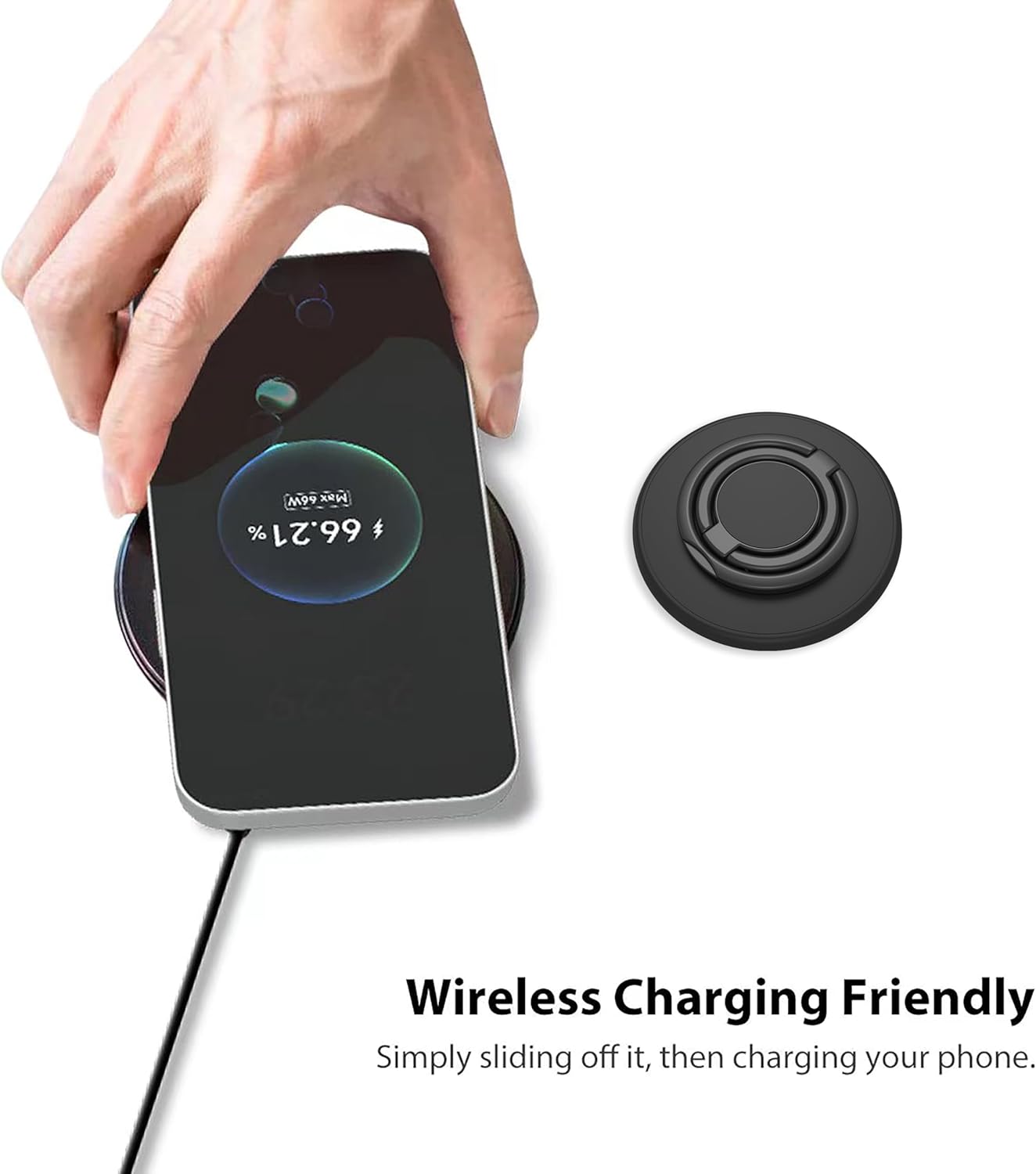 Magnetic Phone Grip Compatible with MagSafe,Magnetic Phone Ring Holder Finger Kickstand Wireless Charging Compatible,Adjustable Double Cell Phone Rings Gripper Stand for MagSafe iPhone - Black