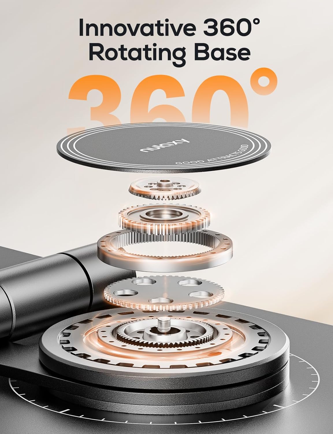 Nulaxy 360 Rotating Cell Phone Stand, Fully Adjustable Foldable Desktop Phone Holder Cradle Dock, Thick Case Friendly, Compatible with All Phones, Nintendo Switch, Black