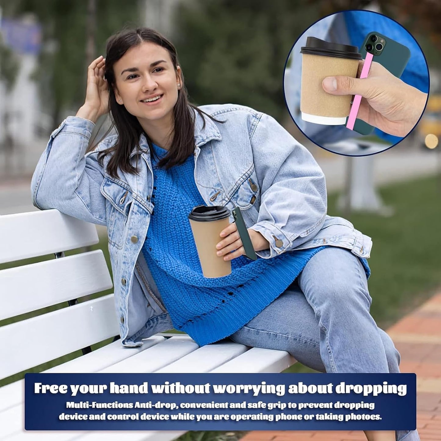 TEAMOLA 3pcs Silicone Phone Grip Holder Strap for iPhone 15/15 Pro/16/16 Pro & Samsung Galaxy S24/S23 - Anti-Slip Finger Loop for Case, Universal Phone Loops for Back of Cell Phones(210, 3 Pink)