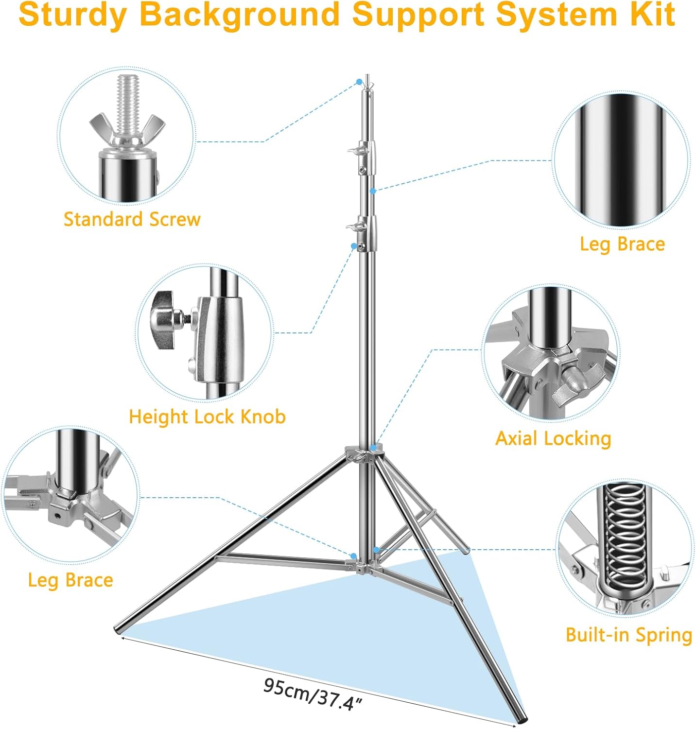 9.2 x 10 Ft Stainless Steel Backdrop Stand Heavy Duty, MSKIRA Adjustable Backdrop Stand Background Support System Kit for Photography, Parties, or Weddings with Clamps, Carry Bag