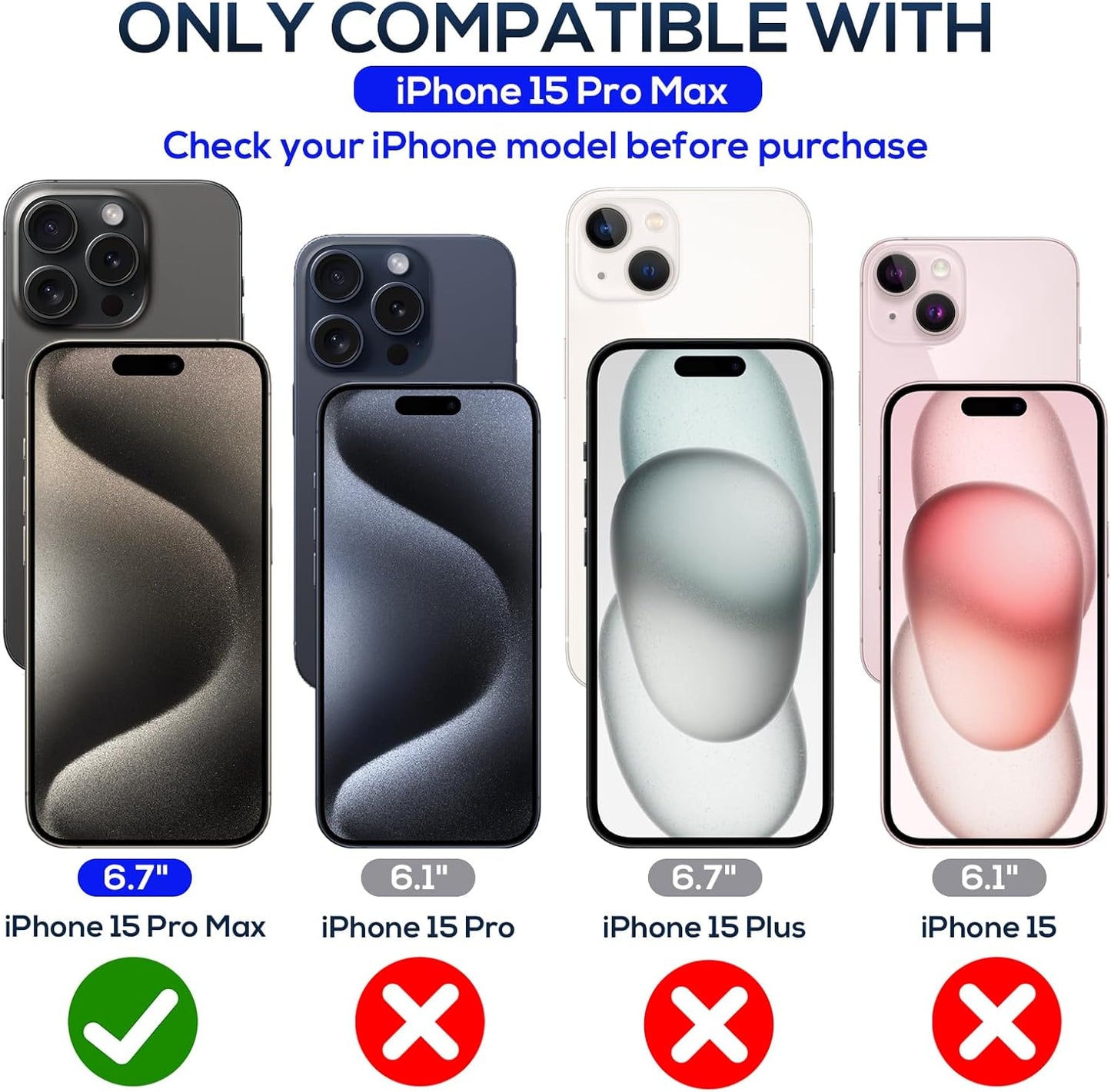 Screen Protector for iPhone 15 Pro Max [6.7 Inch],2 pcs Colorless Anti-Blue Light Tempered Glass Films, HD Clear, 9H Hardness, No Bubbles, Case Friendly with 2 pcs Camera Lens Protector