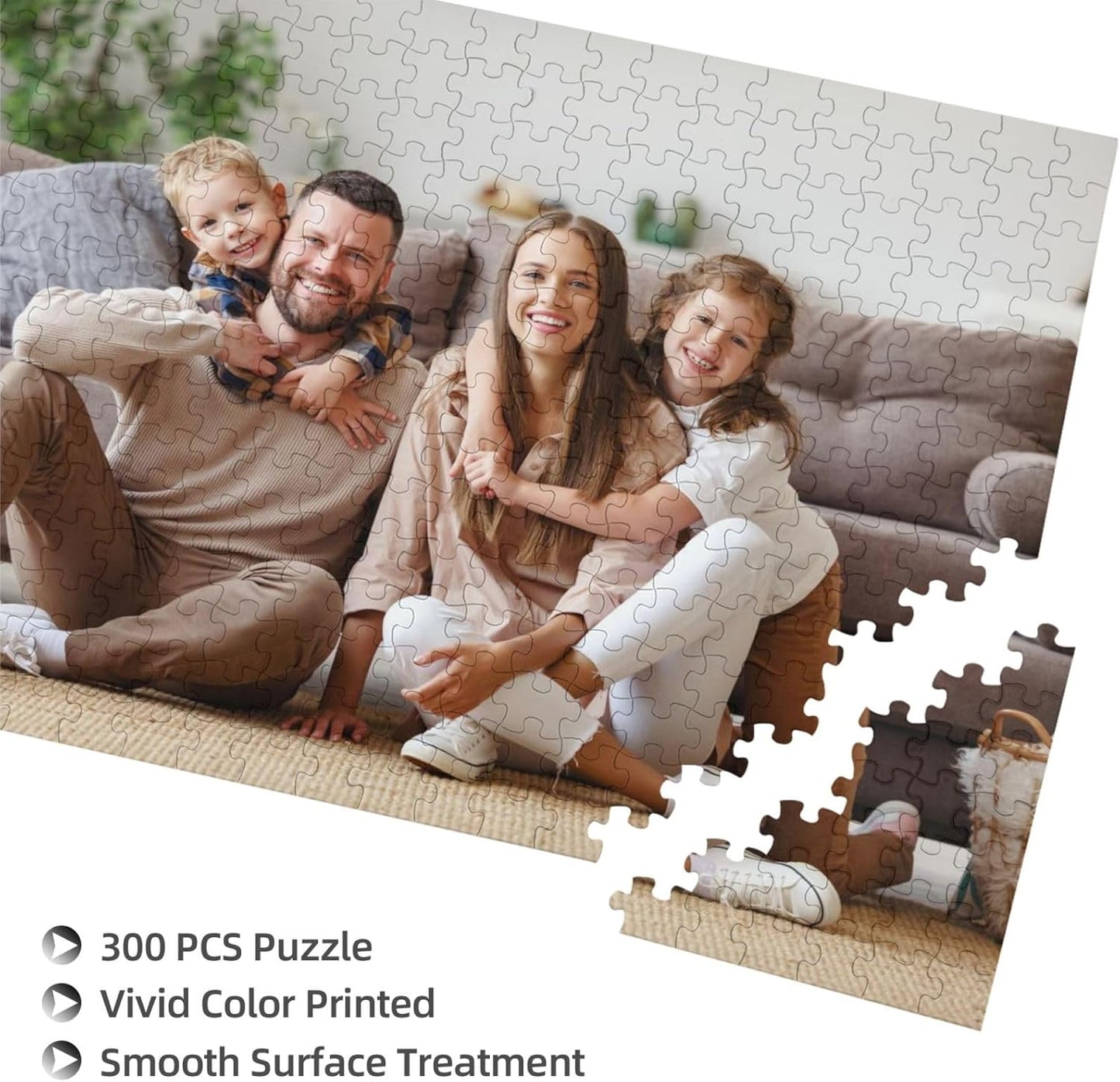 Custom Jigsaw Puzzle from Photos 300/500/1000 Pieces Personalized Wooden Picture Puzzles Gift for Adult Family Friends,Birthday,Valentine's Day (Horizontal 300PCS)