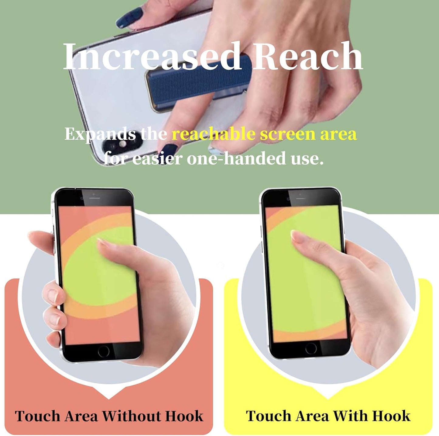 4Pcs Adhesive Phone Strap Grip Finger Holder for Hand, Sticky Elastic Cellphone Loops for Back of iPhone Case Accessories, Thin Smartphone Grips - Black Silver Black White