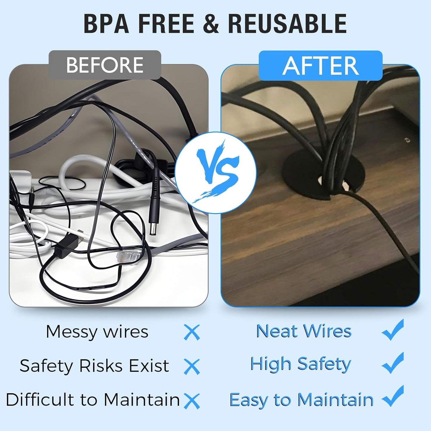 Desk Grommet 1-3/8" (35 mm), Desk Cord Hole Cover, Cable Grommet Metal Zinc Alloy Materilal, Desk Hole Grommet for Office and Home Table Cable, Detachable Cable Cord Organizer (Flat Black 2 Pcs)