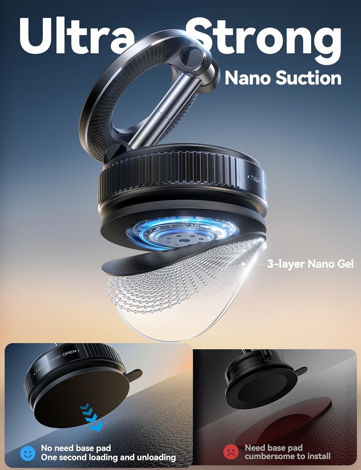 JOYROOM Vacuum Magnetic Phone Holder for Car, Strongest Suction Cup Phone Mount, 360° Adjustable Magsafe Car Mount, Foldable Car Phone Holder for iPhone 16 Pro Max 15 14 13 12 Plus/Android