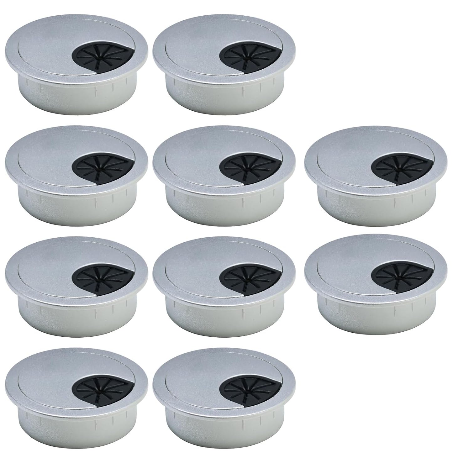 10 Pcs Desk Grommet 2-1/16" / 53 mm, Desk Cord Hole Cover, Cable Grommet ABS Plastic, Desk Hole Grommet for Home & Office Pc, Detachable Cable Cord Organizer-Silver Sand
