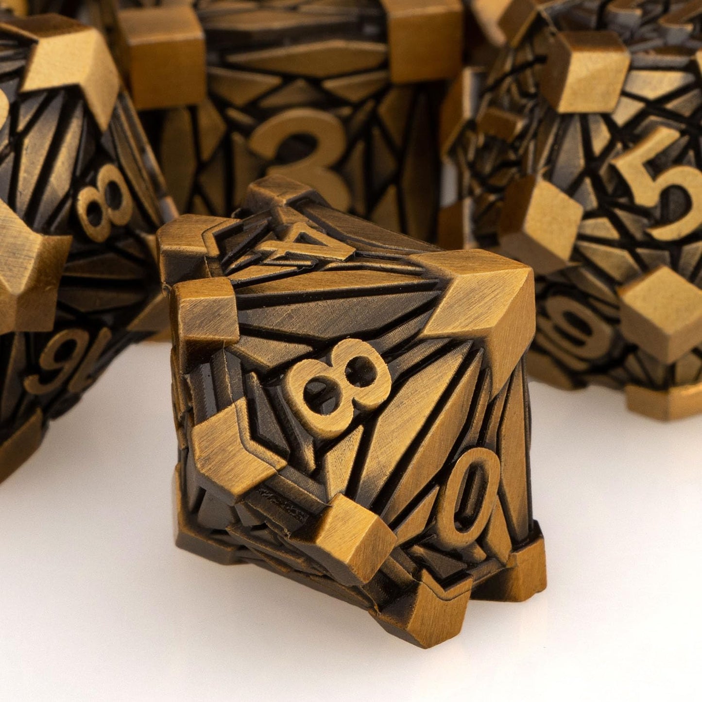 7PCS Metal DND Dice Set with Box, Debris RPG Red D and D Dice for use with D&D Tabletop Games Role Playing Game Polyhedral Dice Set D20 D12 D10 D8 D6 D4