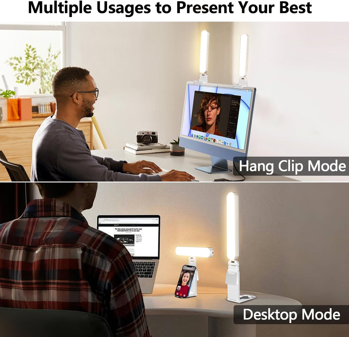 yAyusi Dual-lamp Video Conference Lighting, LED Streaming Light with Remote and Touch Control, Zoom Lighting for Computer,Webcam Laptop Monitor Ring Light for Video Calls/Zoom Meetings/Video Recording