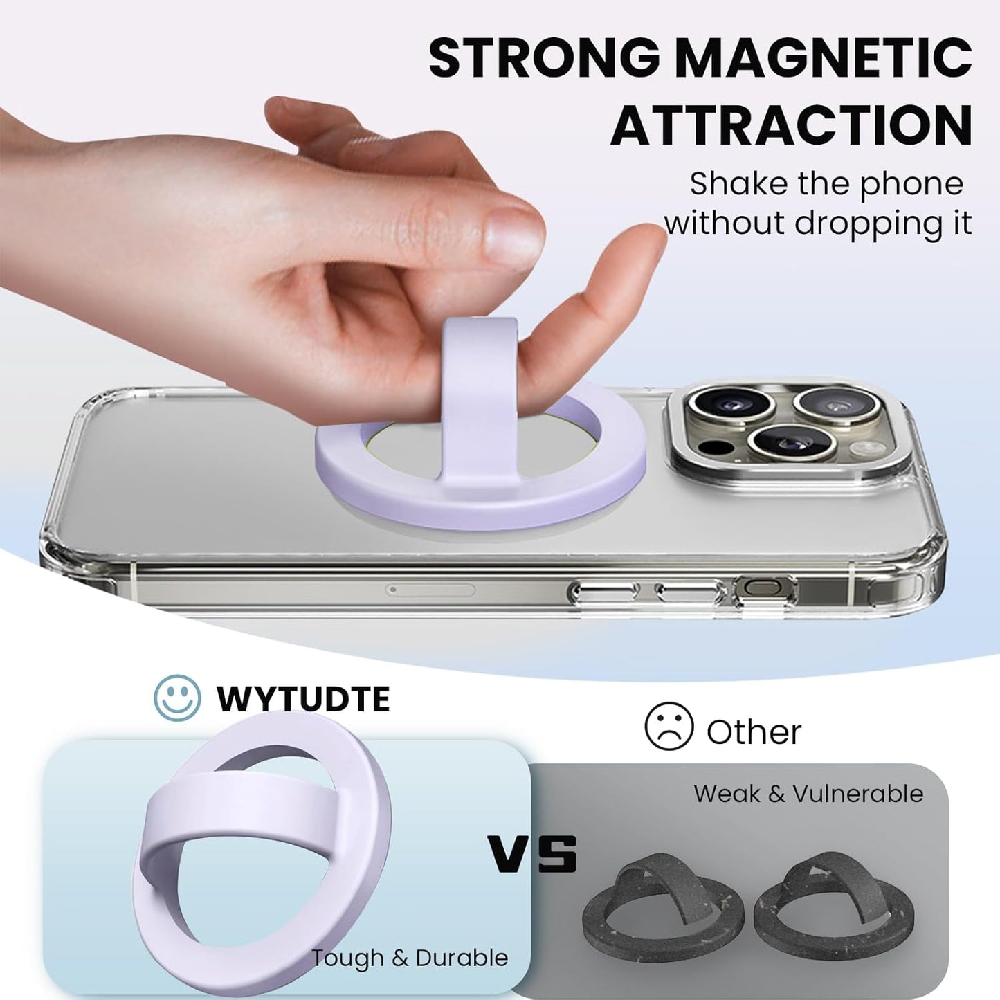 Magnetic Silicone Ring Grip Phone Holder, Loop Grip Phone Holder,Magnetic Phone Loop,Magsafe Phone Grip,Compatible with Magsafe for iPhone 16/15/14/13/12 Series (Purple)