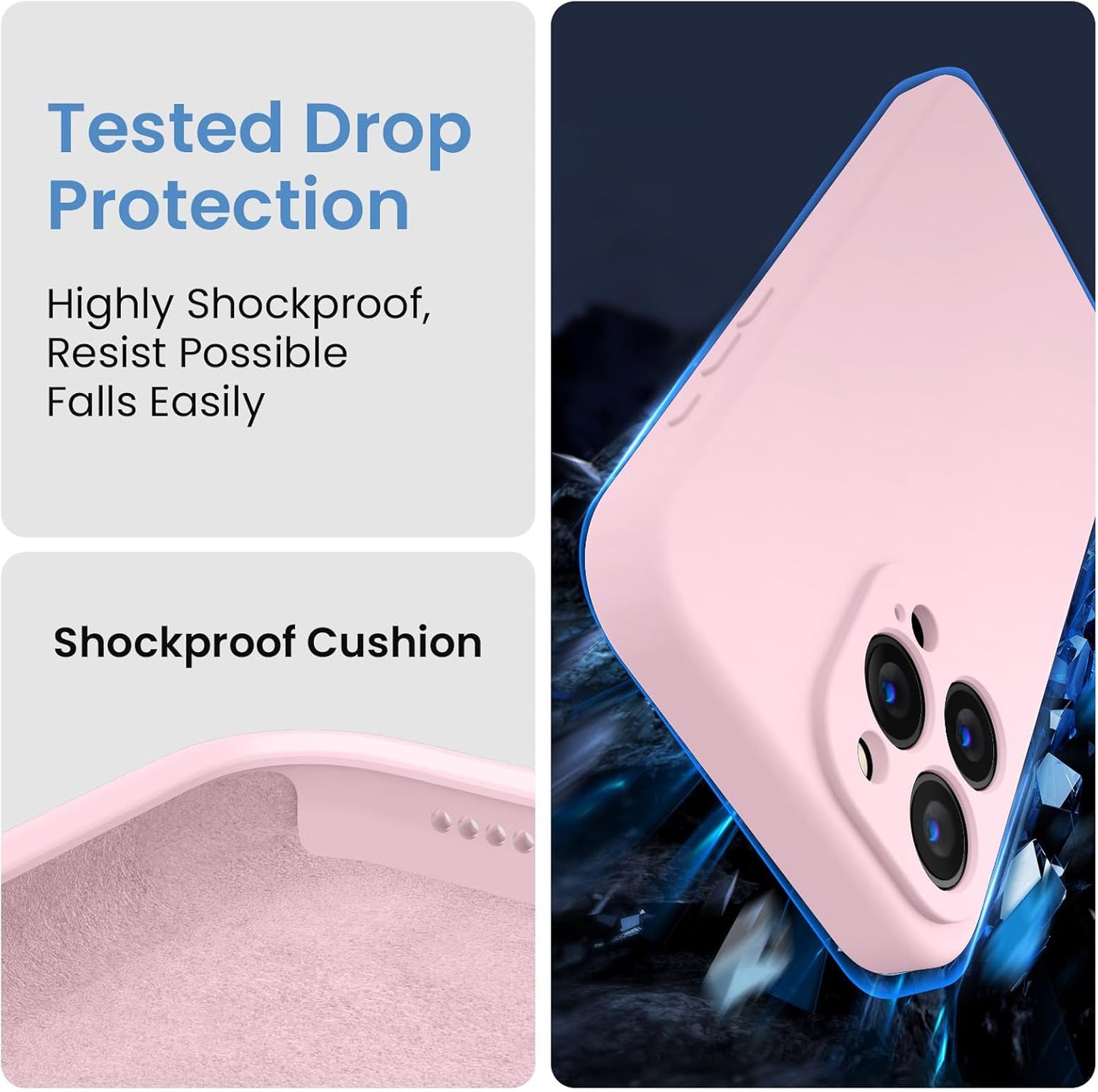 FireNova Designed for iPhone 15 Pro Case, Silicone Upgraded [Camera Protection] Phone Case with [2 Screen Protectors], Soft Anti-Scratch Microfiber Lining Inside, 6.1 inch, Chalk Pink