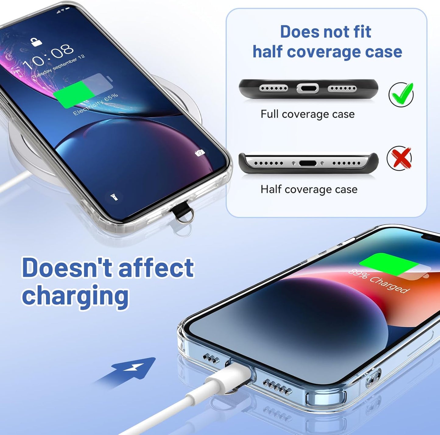 Doormoon Phone Lanyard, Universal Adjustable Neck Straps for Phone Case Keys ID Badges Phone Accessorie Compatible with iPhone, Samsung, Motorola, LG & Most Smartphones, 2 Pack, Sea