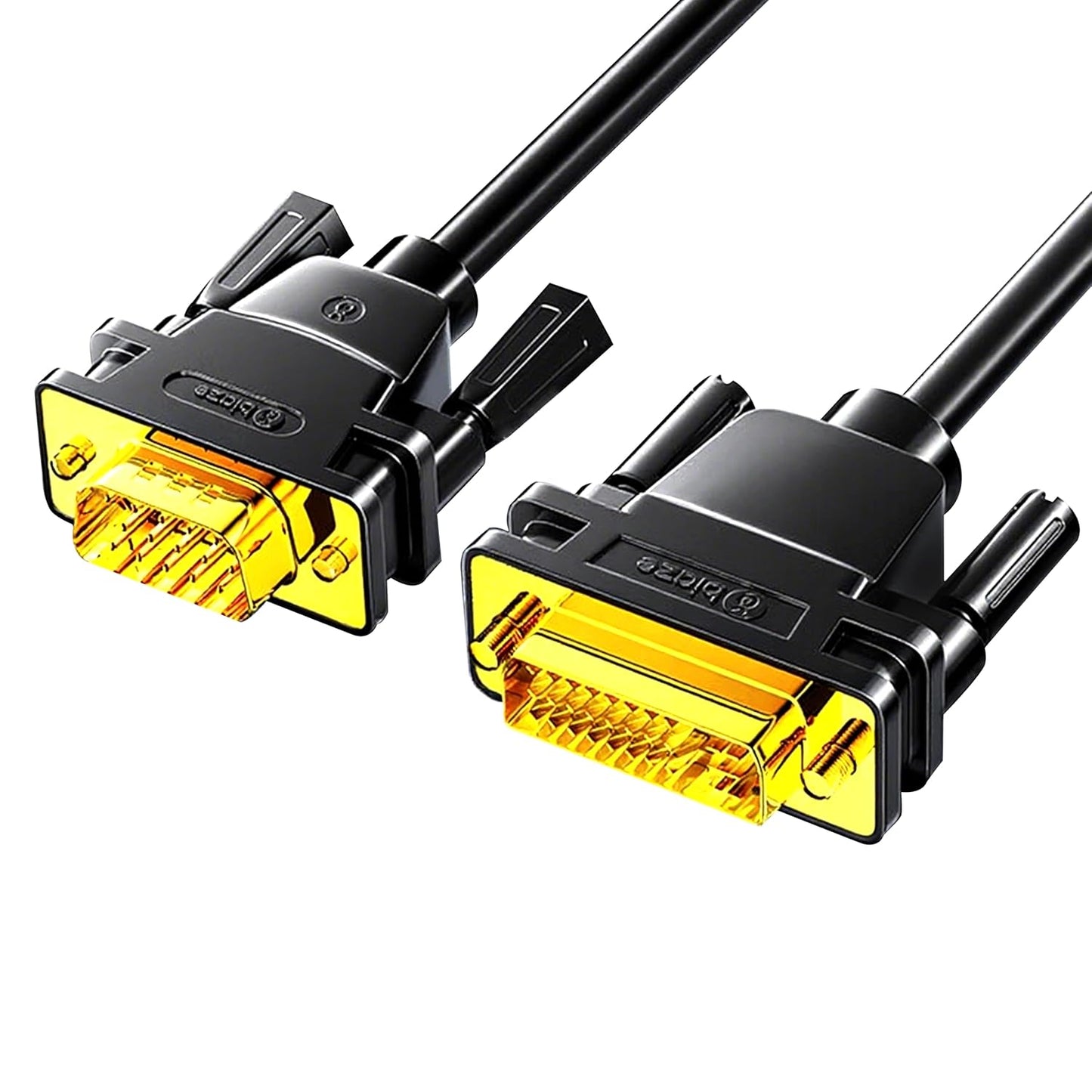 DVI to VGA Cable 6ft/1.8m [DVI-I 24+5 Pin Male to VGA Male] - Gold-Plated Connector for PC, Monitor, Projector - Compatible with Desktop, Laptop, GPU