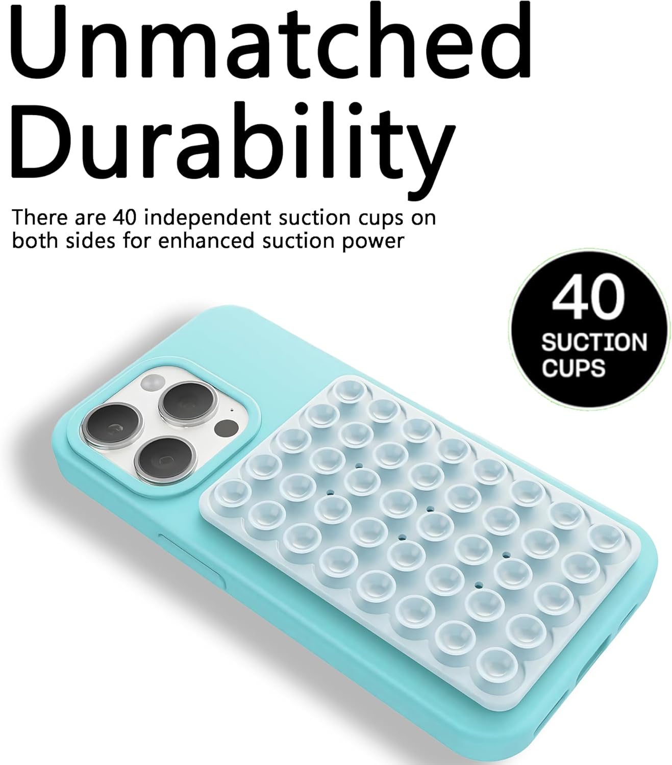 Silicone Double-Sided Suction Phone Grip Detachable Mount - Car Dashboard/Shower Phone Holder, Hands-Free For Selfies & Videos, TikTok, ASMR, Yoga - iphone & Android Compatible (3.94"x2.5",White)