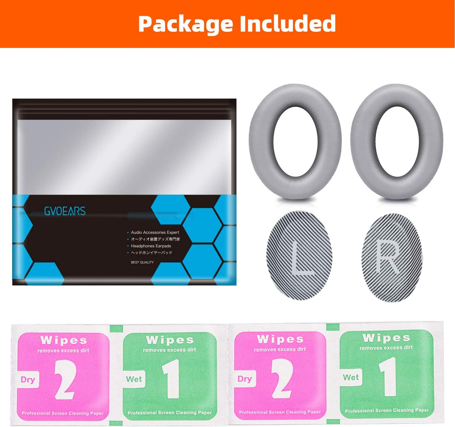 Premium Replacement Ear Pads for Bose QC35 & QC35ii Headphones Made by GEVO- Comfortable Adaptive Memory Foam and Extra Durable - Fits QuietComfort 35 & 35ii / SoundLink 1&2 AE（Over-Ear） (Silver)