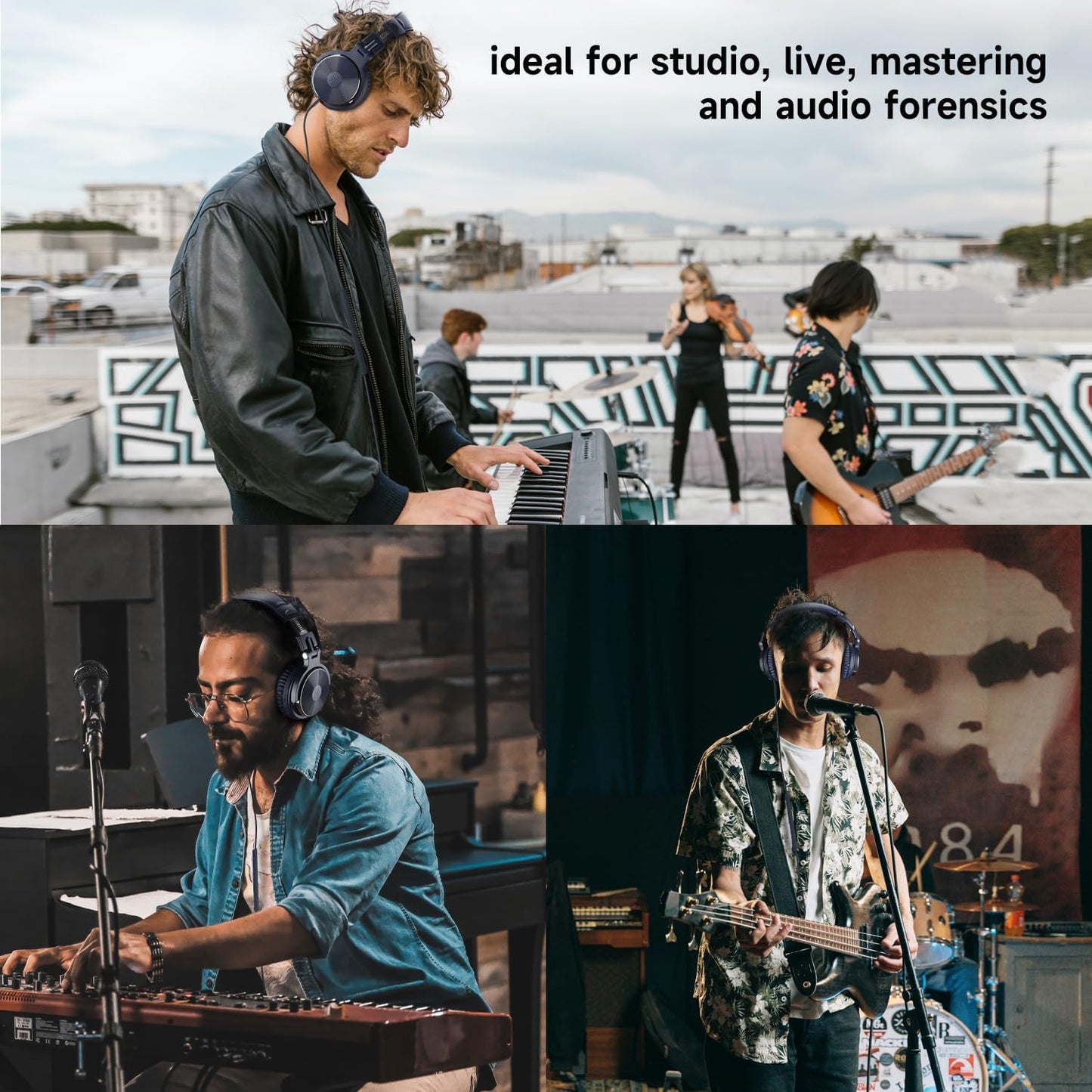 OneOdio Wired Over Ear Headphones Studio Monitor & Mixing DJ Stereo Headsets with 50mm Neodymium Drivers and 1/4 to 3.5mm Jack for AMP Computer Recording Podcast Keyboard Guitar Laptop - Dark Blue