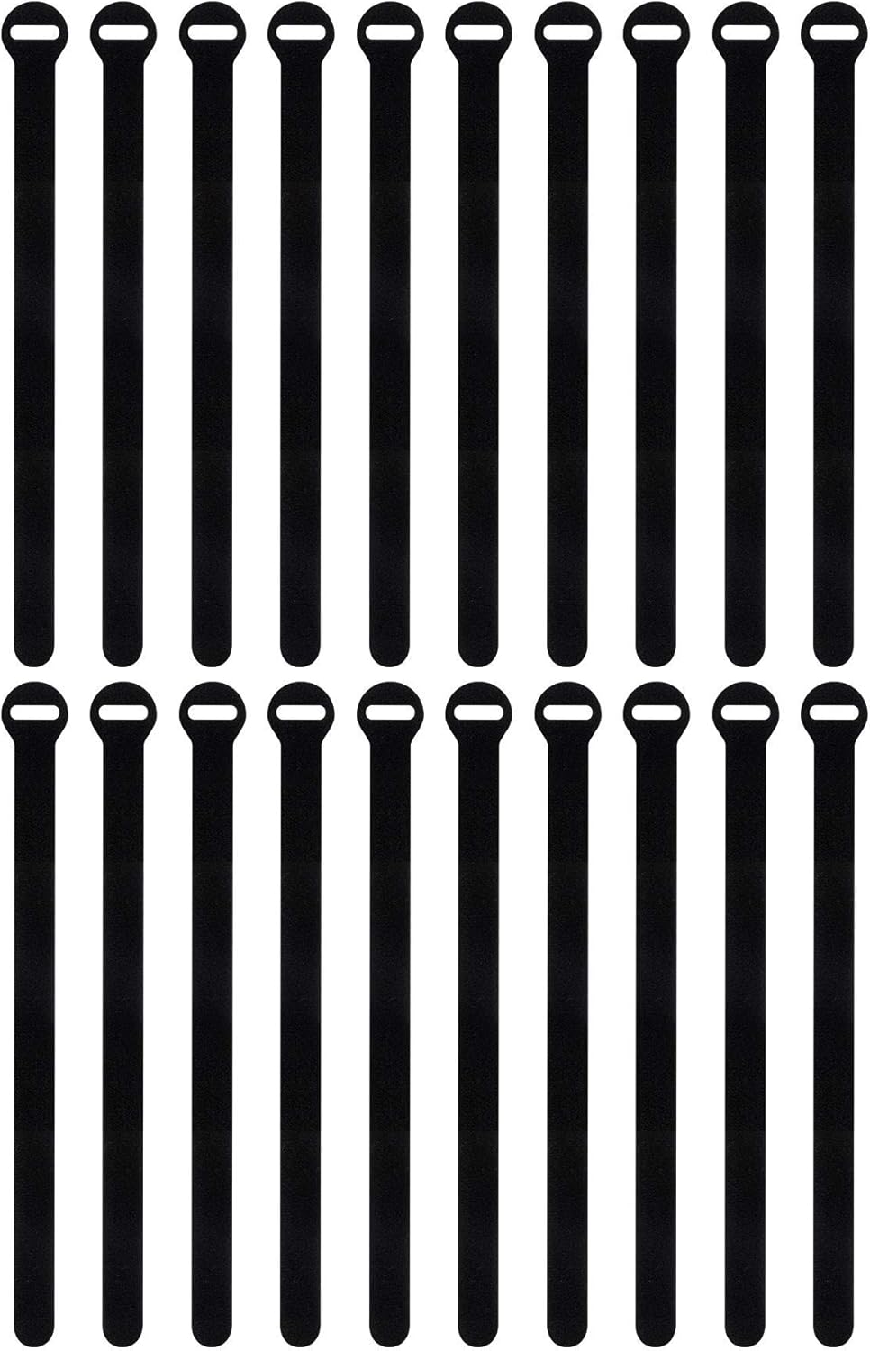 Self-Gripping Cable Ties by Wrap-It Storage, Black, 12 Inch Straps (20-pack) – Reusable Hook and Loop Cord Organizer Cable Ties for Cord Management and Desk or Office Organization