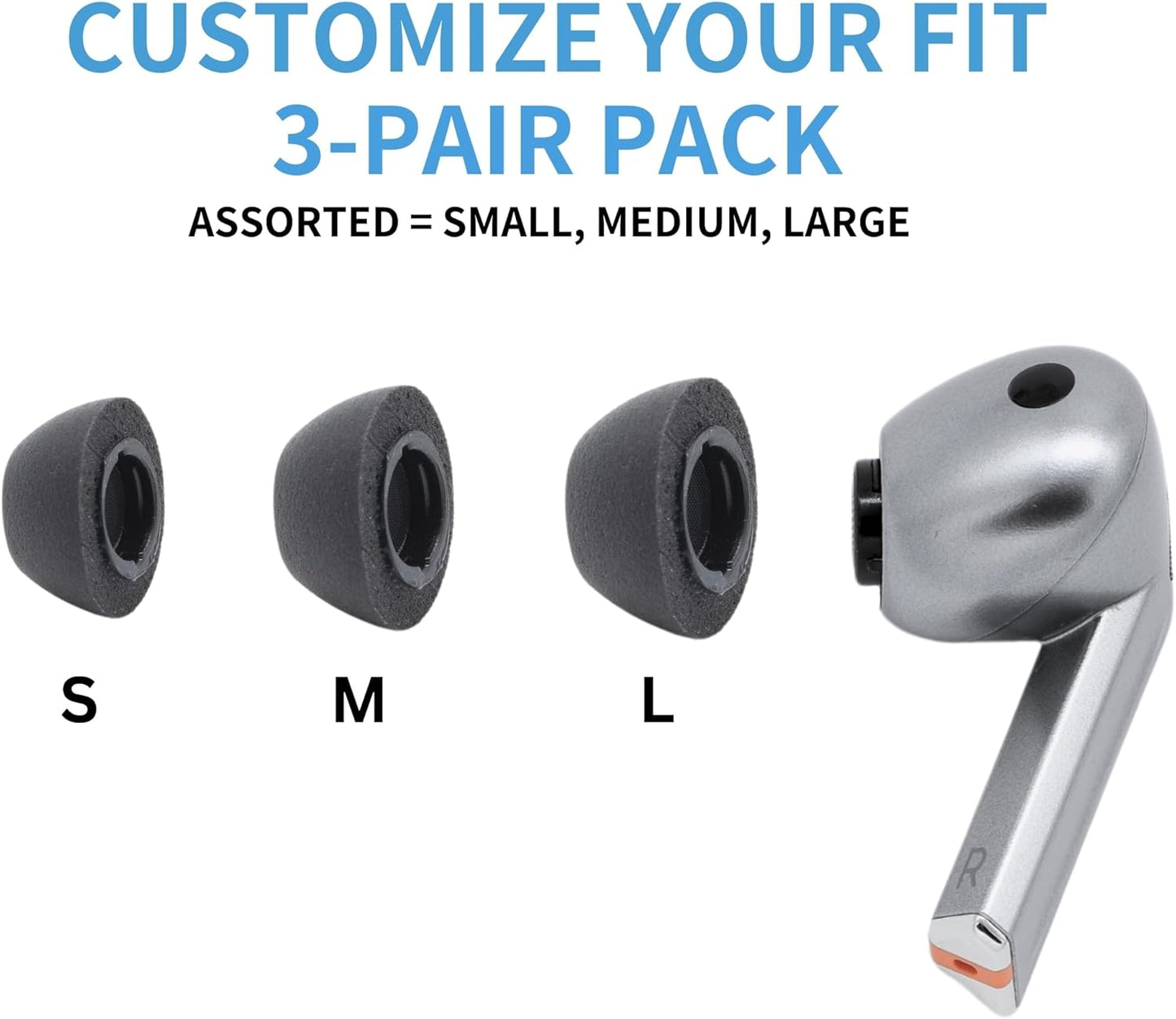 Comply TrueGrip | Premium Memory Foam Replacement Earbud Tips for Samsung Galaxy Buds3 Pro | Enhanced Comfort, Secure Fit, Superior Noise Isolation, Removal & Cleaning Tool | Black, Medium (3 Pairs)