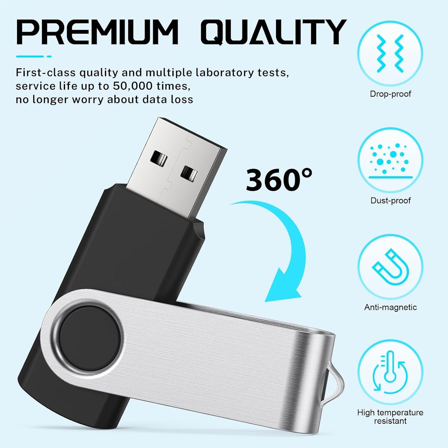 FEBNISCTE Flash-Drive 8 GB 10 Pack 2.0 USB Thumb Drive USB Drive Pack USB- Flash-Drives Memory Stick Jump Drive Zip-Drive for File Backup and Transfer