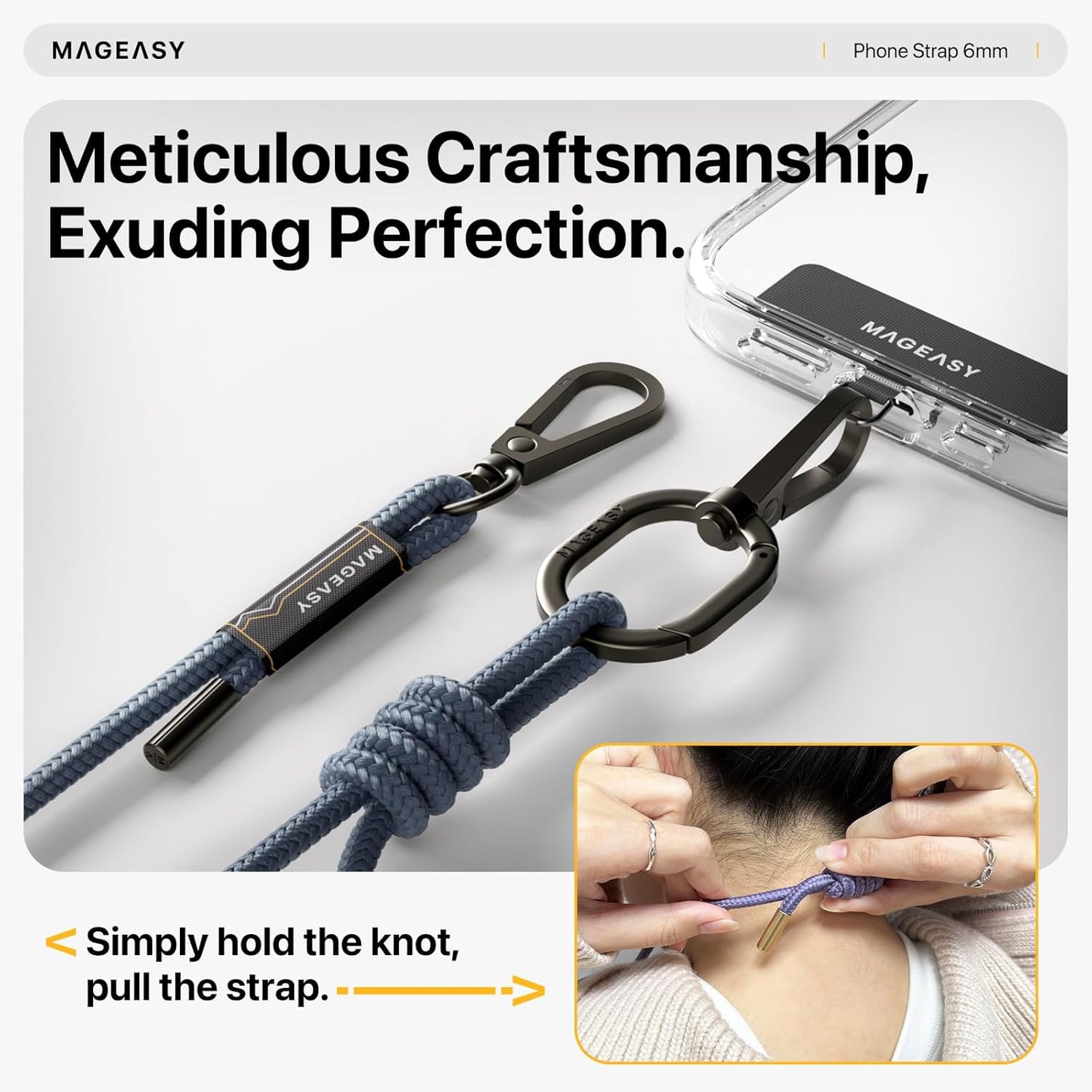 MAGEASY Universal Cell Phone Lanyard - Anti-Theft Rope Crossbody Phone Strap for iPhone 16 Pro Max & Most Smartphones, for Men & Women | 6mm Riverside Blue