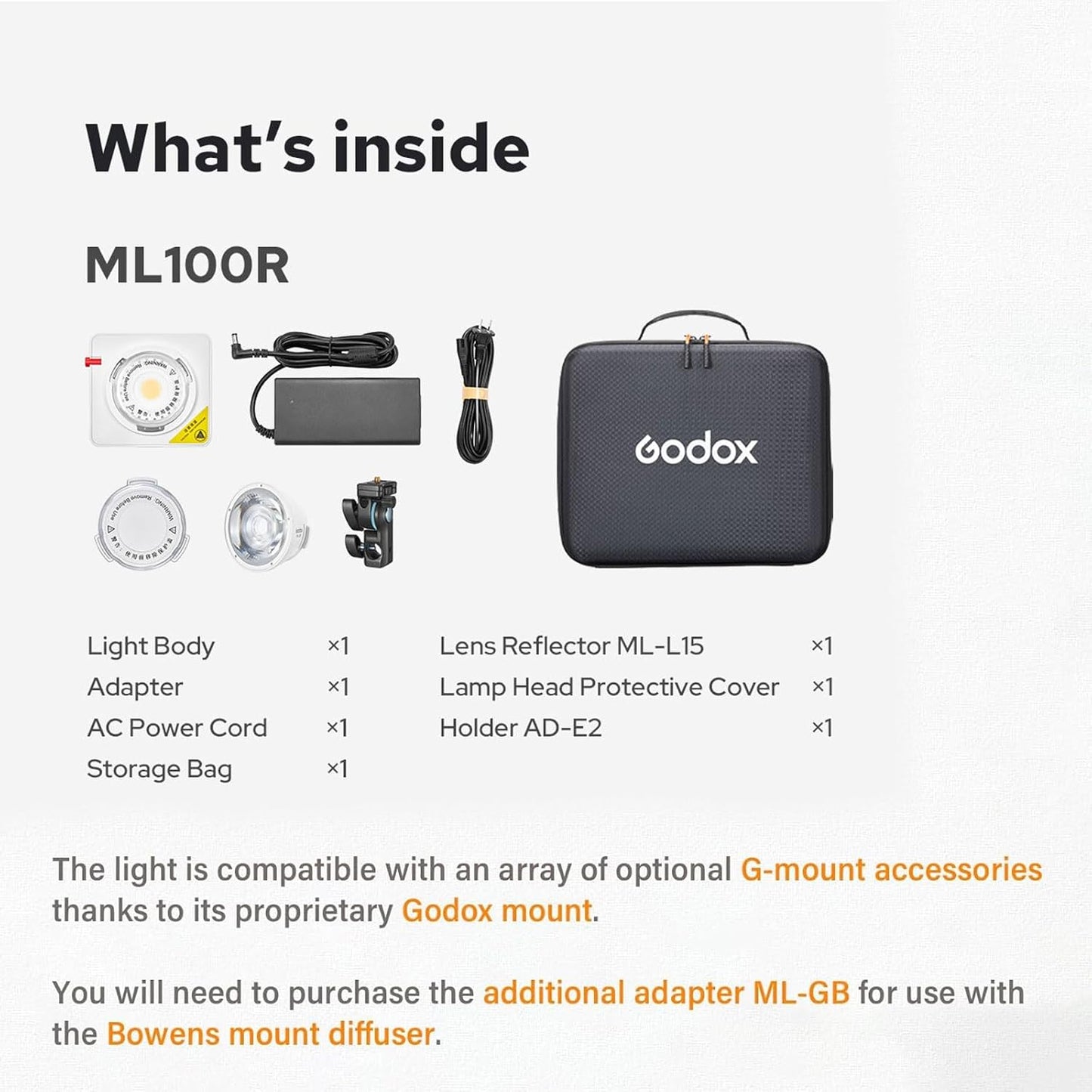 Godox ML100R 110W RGB Portable LED Video Light, 1800K-10000K, Full HSI & CCT 1800K–10,000K, CRI 95+, 14 FX, App/Onboard Control, Compact Pocket Light for Filmmaking, Live Streaming, Video Photography