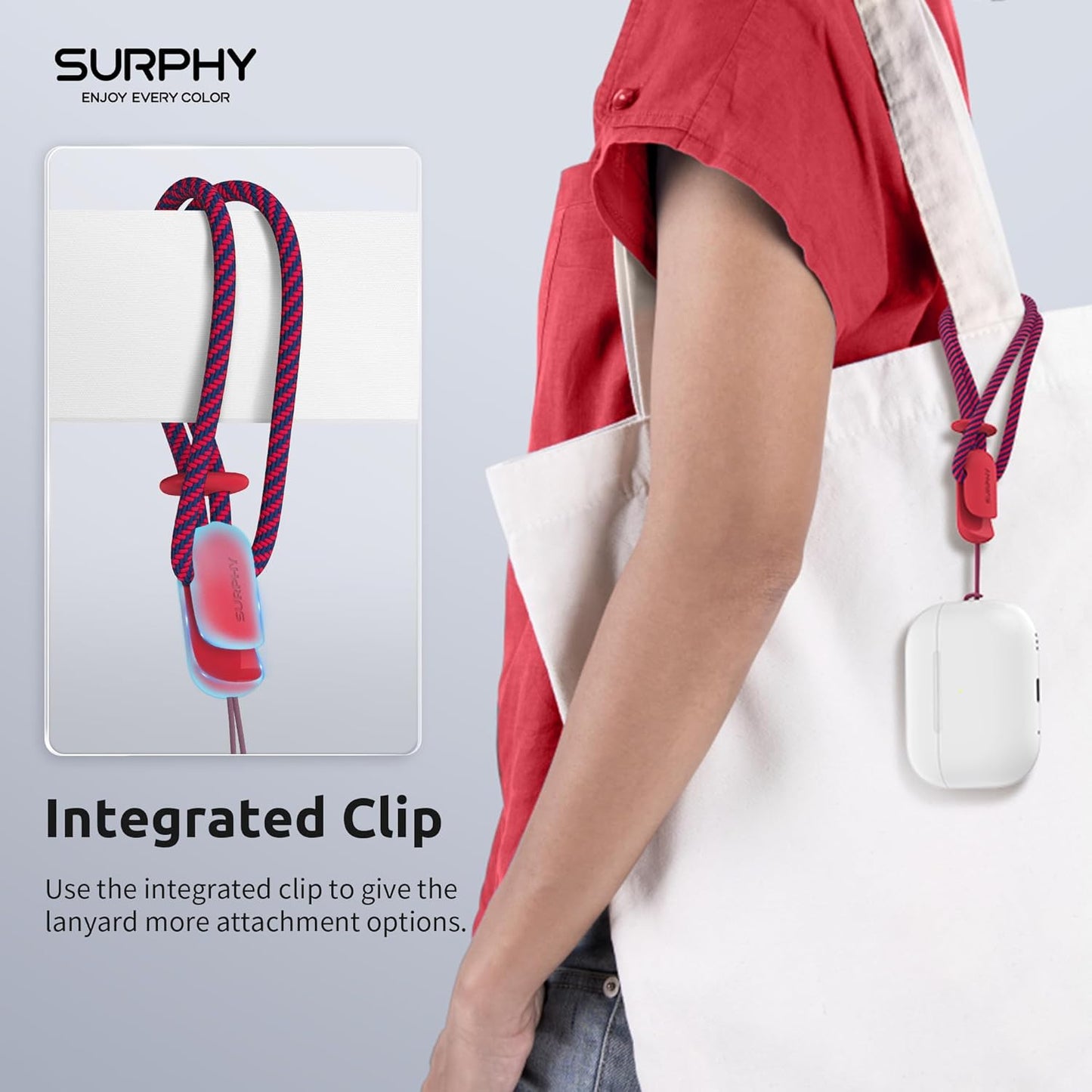 SURPHY 2 Pack Phone Lanyard for Cellphone Case, Phone Wrist Strap for Case, Cellphone Strap with 2-Color Braided, Charm Wrist Lanyard for Women and Men, Red & Gray