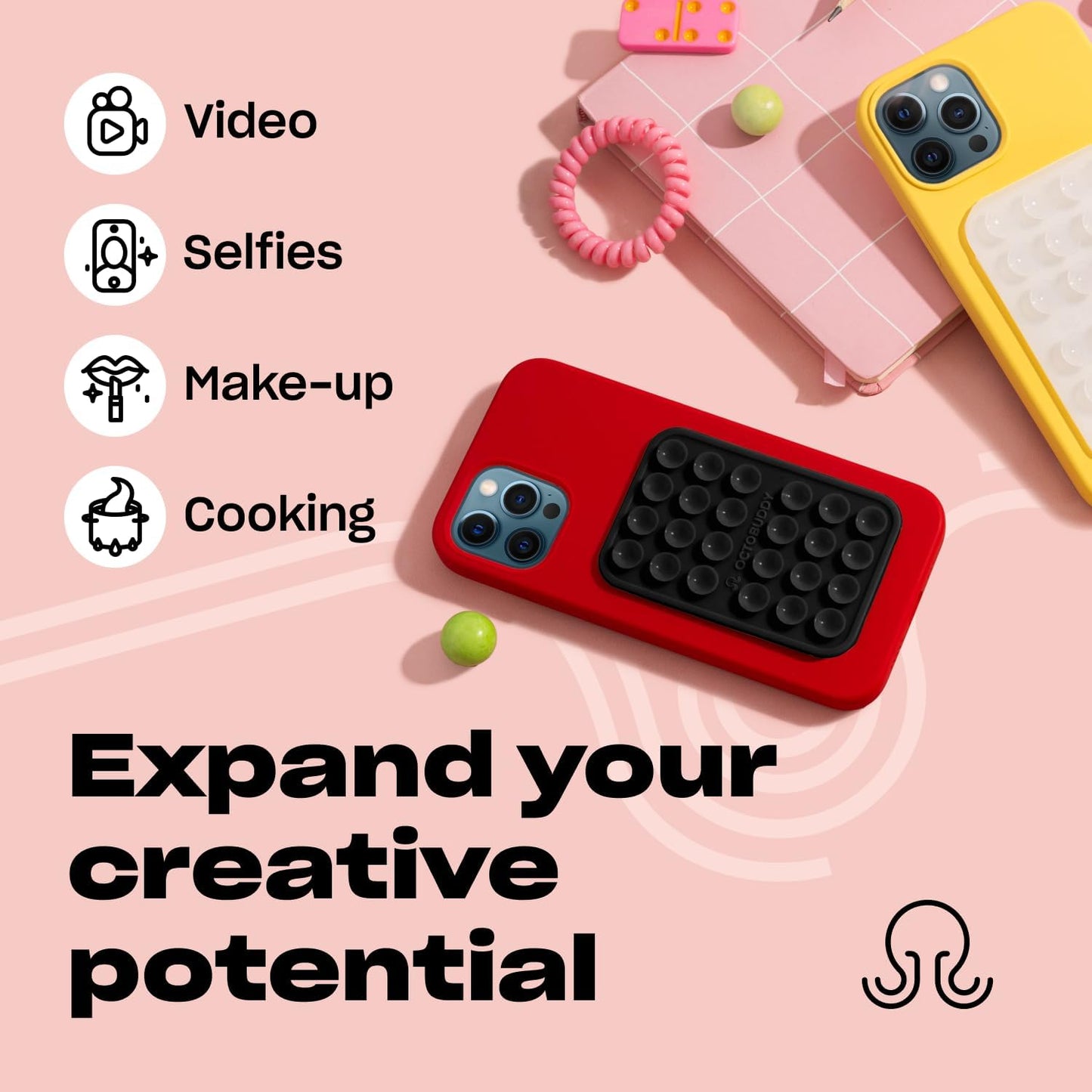 Classic - Silicone Suction Phone Case Adhesive Mount - Hands-Free, Strong Grip Holder for Selfies & Videos - iPhone & Android Compatible - 2.25″ x 3.25″, Darth Vader